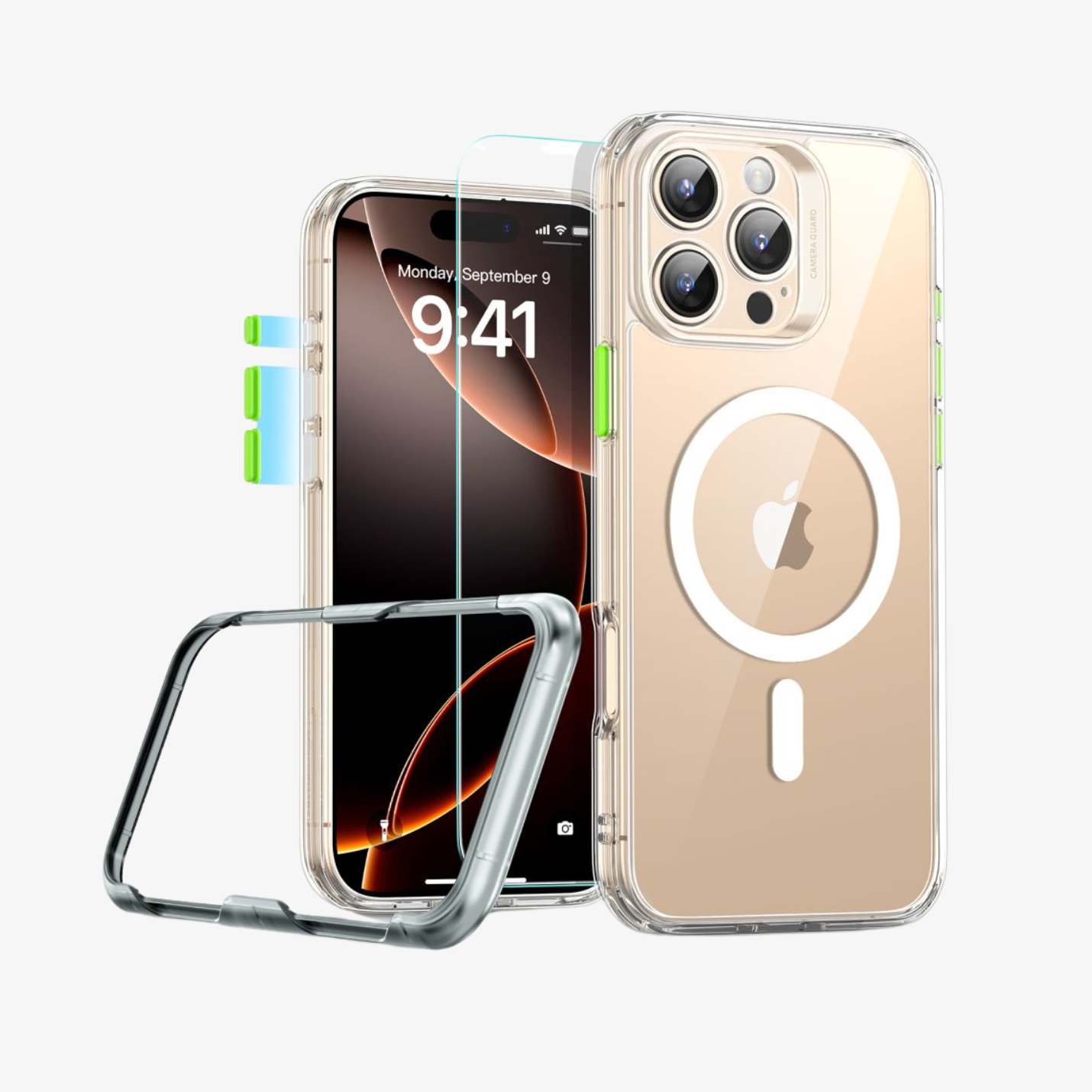 ESR Pro Set Halolock MagSafe iPhone 16 Pro Max Case – გამჭირვალე და პრემიუმ ხარისხის ქეისი ზუსტი ჭრილებით და მაგსეიფ მხარდაჭერით, MagSafe Case, კამერის დამცავებით, Clear Case,მატოვი ქეისი, matte Case