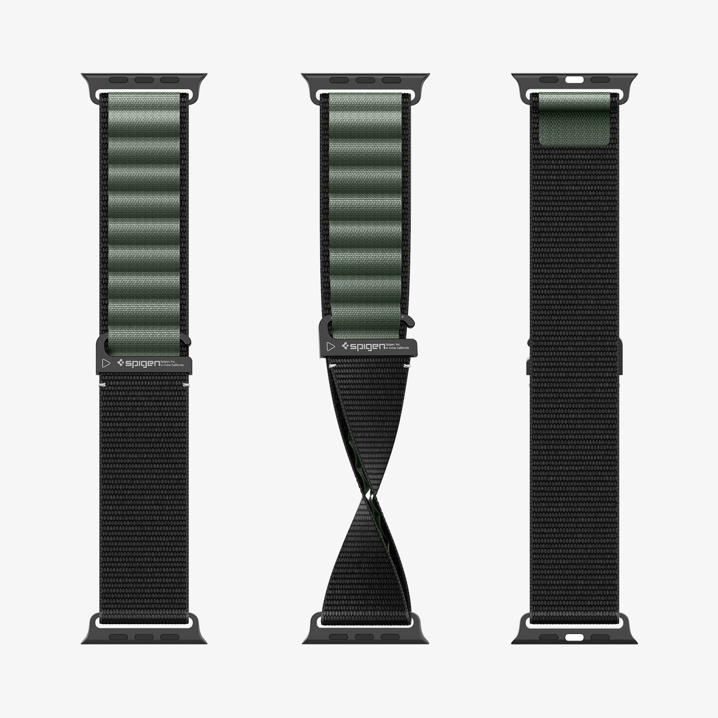 სამაჯური Spigen WBF1 Band – Apple Watch Strap მაღალი ხარისხის ქსოვილის მასალით და კომფორტული დიზაინით. განკუთვნილია Apple Watch Ultra და Apple Watch Series 4,5,6,7,8,9,10,11 სერიებისათვის