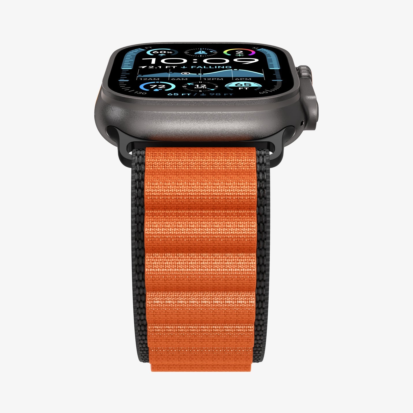 სამაჯური Spigen WBF1 Band – Apple Watch Strap მაღალი ხარისხის ქსოვილის მასალით და კომფორტული დიზაინით. განკუთვნილია Apple Watch Ultra და Apple Watch Series 4,5,6,7,8,9,10,11 სერიებისათვის