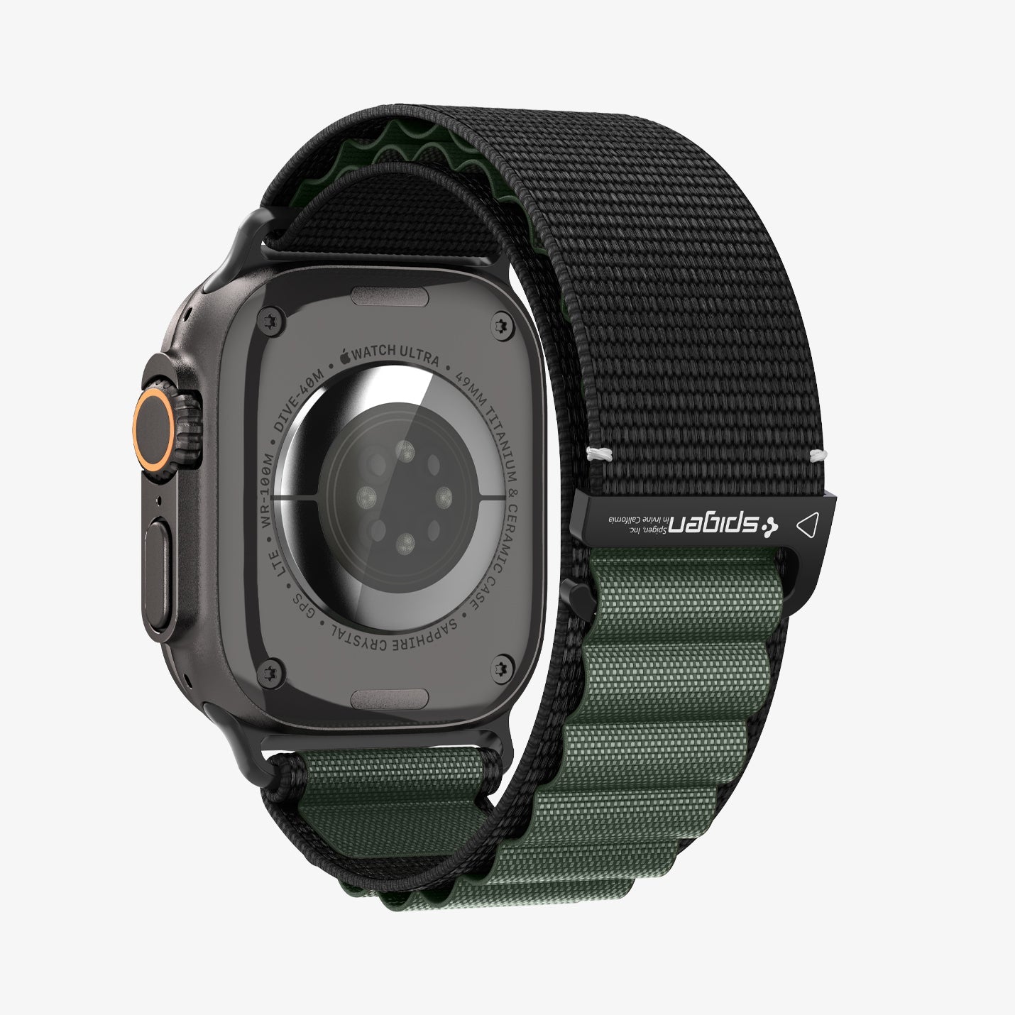 სამაჯური Spigen WBF1 Band – Apple Watch Strap მაღალი ხარისხის ქსოვილის მასალით და კომფორტული დიზაინით. განკუთვნილია Apple Watch Ultra და Apple Watch Series 4,5,6,7,8,9,10,11 სერიებისათვის