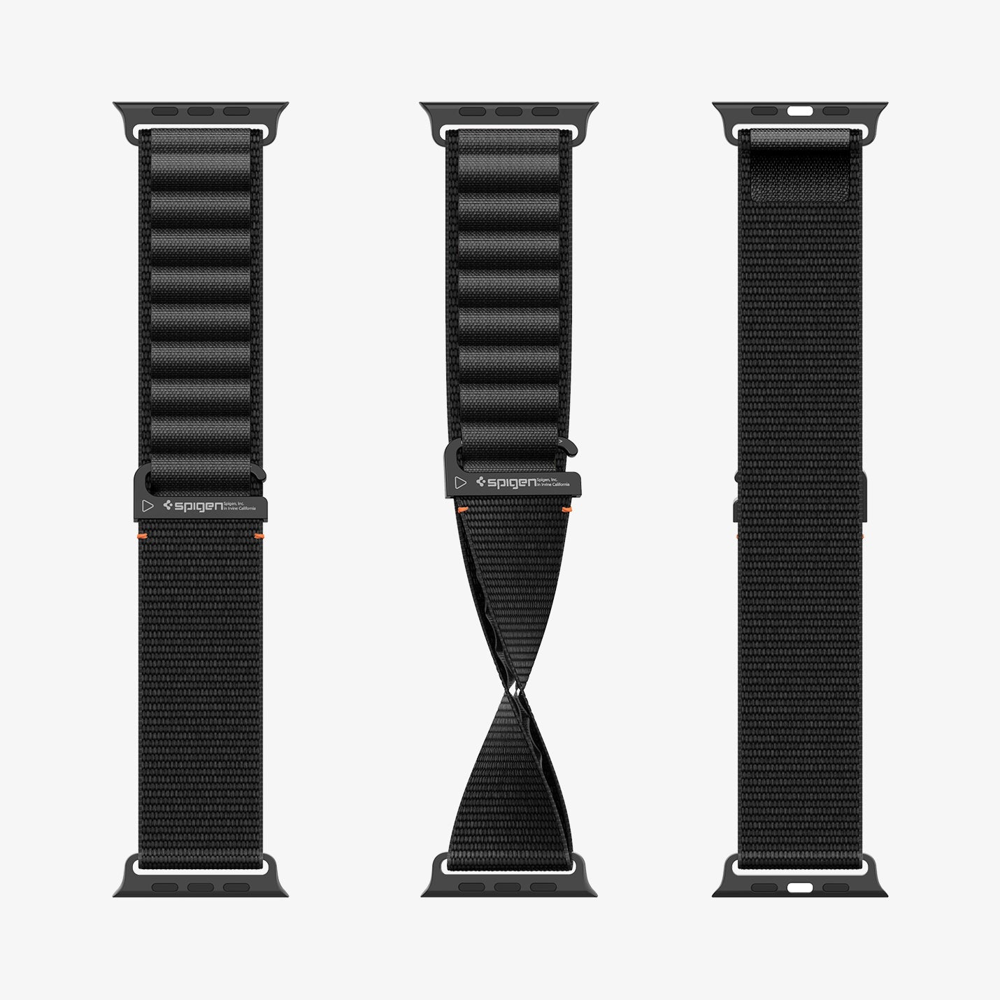 სამაჯური Spigen WBF1 Band – Apple Watch Strap მაღალი ხარისხის ქსოვილის მასალით და კომფორტული დიზაინით. განკუთვნილია Apple Watch Ultra და Apple Watch Series 4,5,6,7,8,9,10,11 სერიებისათვის