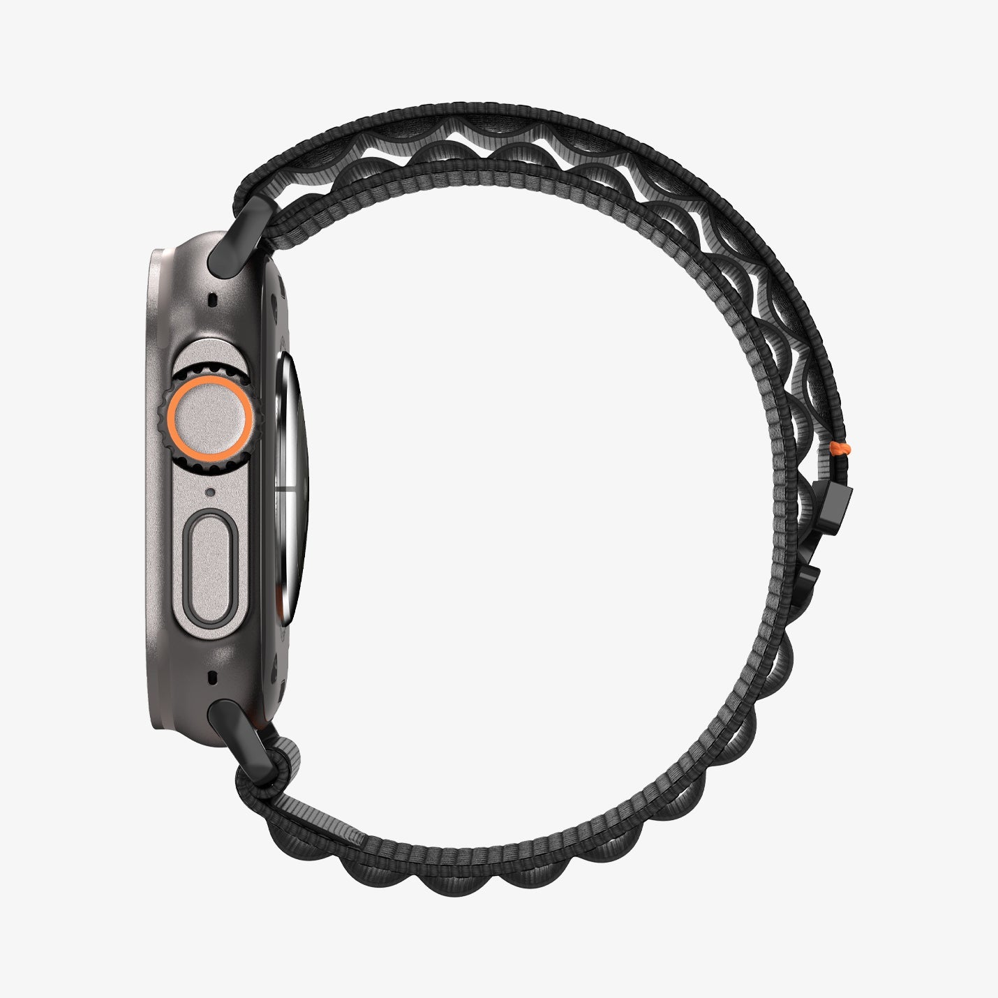 სამაჯური Spigen WBF1 Band – Apple Watch Strap მაღალი ხარისხის ქსოვილის მასალით და კომფორტული დიზაინით. განკუთვნილია Apple Watch Ultra და Apple Watch Series 4,5,6,7,8,9,10,11 სერიებისათვის