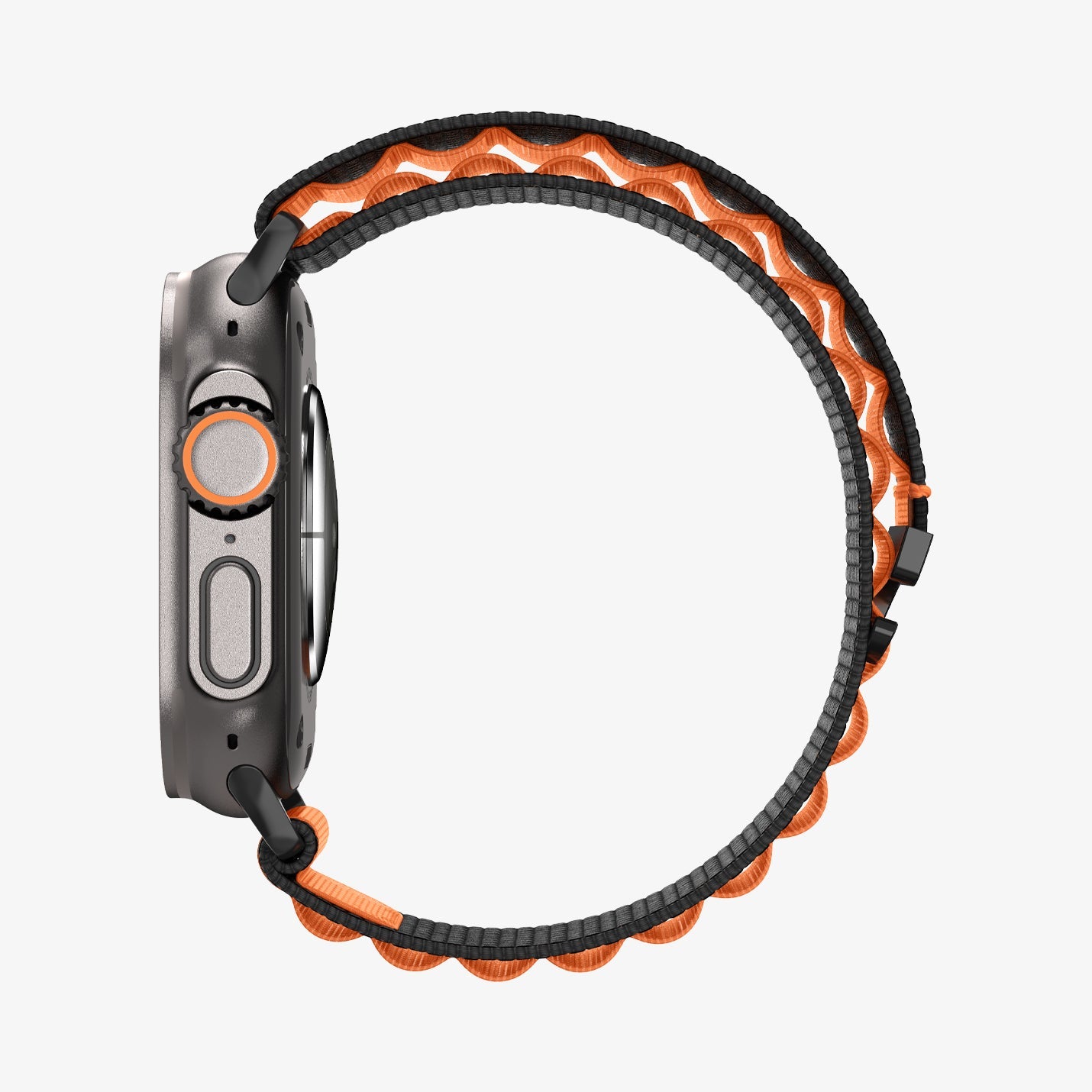 სამაჯური Spigen WBF1 Band – Apple Watch Strap მაღალი ხარისხის ქსოვილის მასალით და კომფორტული დიზაინით. განკუთვნილია Apple Watch Ultra და Apple Watch Series 4,5,6,7,8,9,10,11 სერიებისათვის