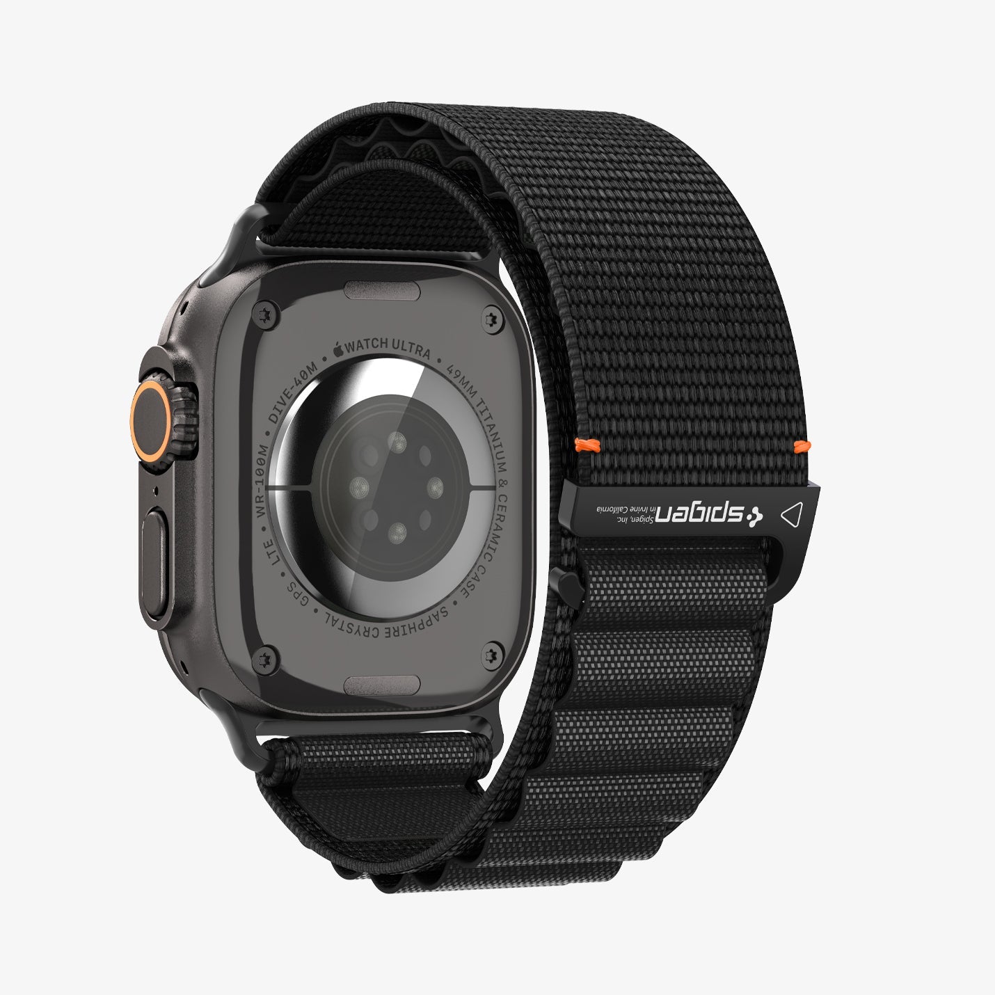 სამაჯური Spigen WBF1 Band – Apple Watch Strap მაღალი ხარისხის ქსოვილის მასალით და კომფორტული დიზაინით. განკუთვნილია Apple Watch Ultra და Apple Watch Series 4,5,6,7,8,9,10,11 სერიებისათვის