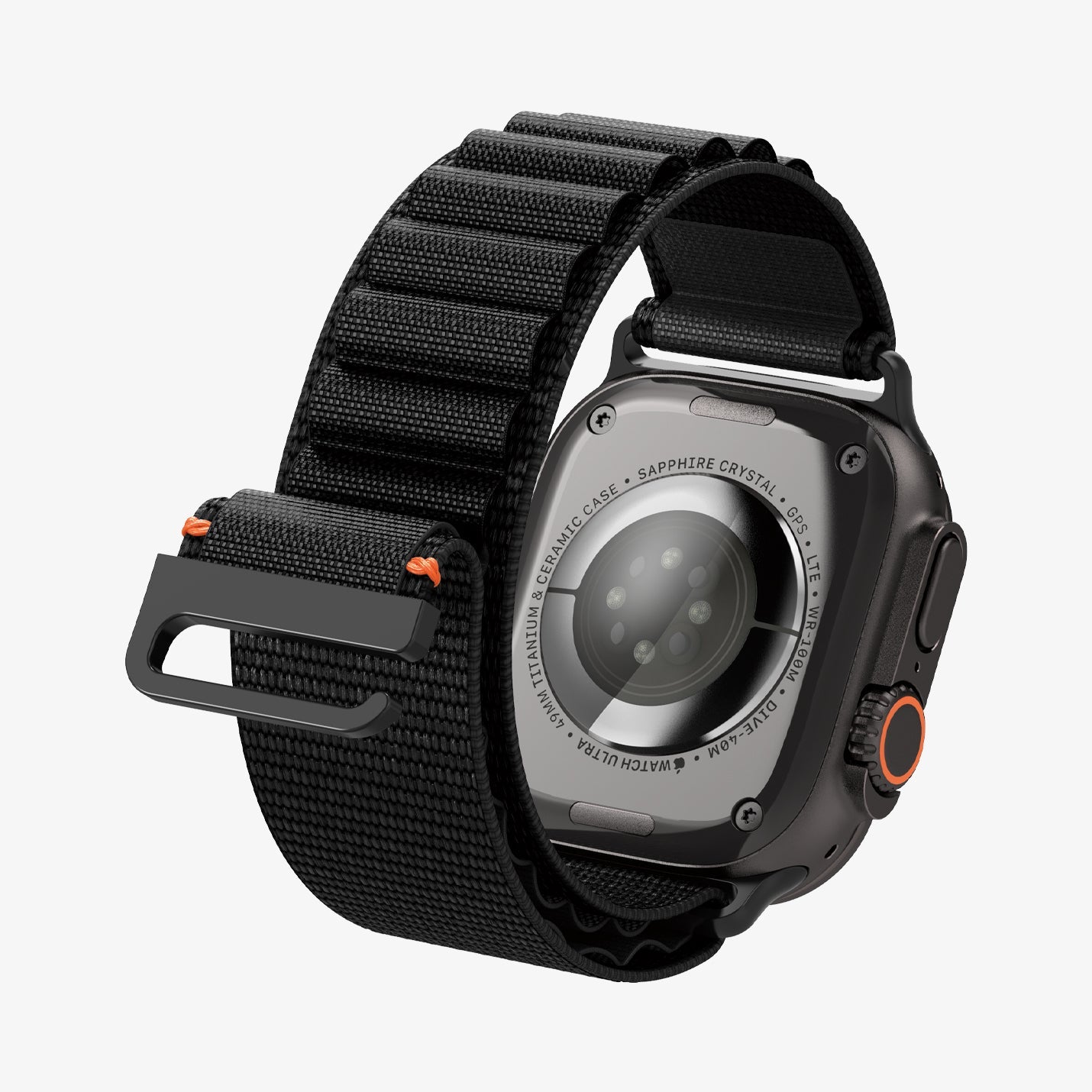 სამაჯური Spigen WBF1 Band – Apple Watch Strap მაღალი ხარისხის ქსოვილის მასალით და კომფორტული დიზაინით. განკუთვნილია Apple Watch Ultra და Apple Watch Series 4,5,6,7,8,9,10,11 სერიებისათვის