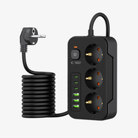 ადაპტერი Tech-Protect Power Socket 3xUSB / 3xType-C / 3xSocket