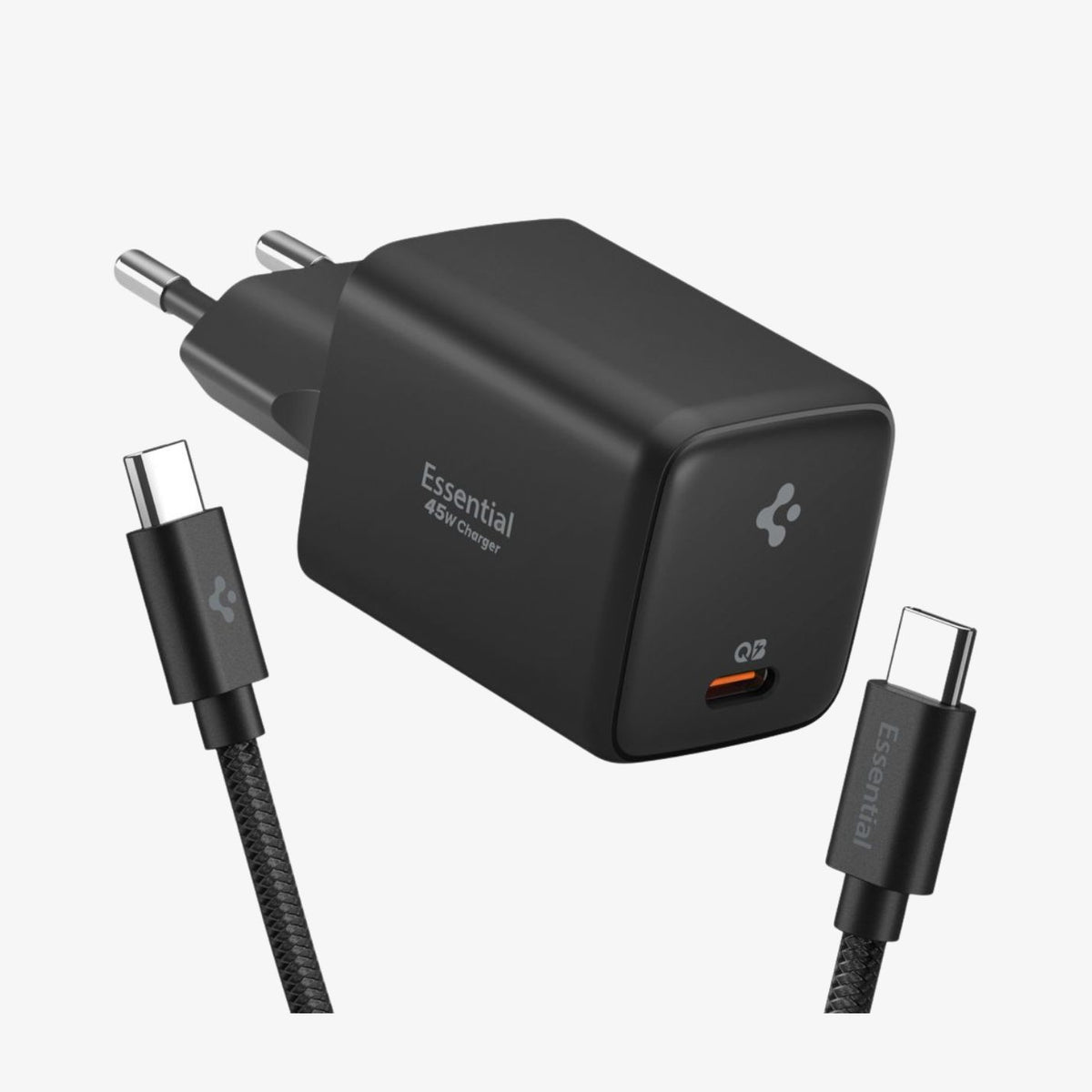 Spigen Essential 45W სწრაფი დამტენი ადაპტერი კაბელით