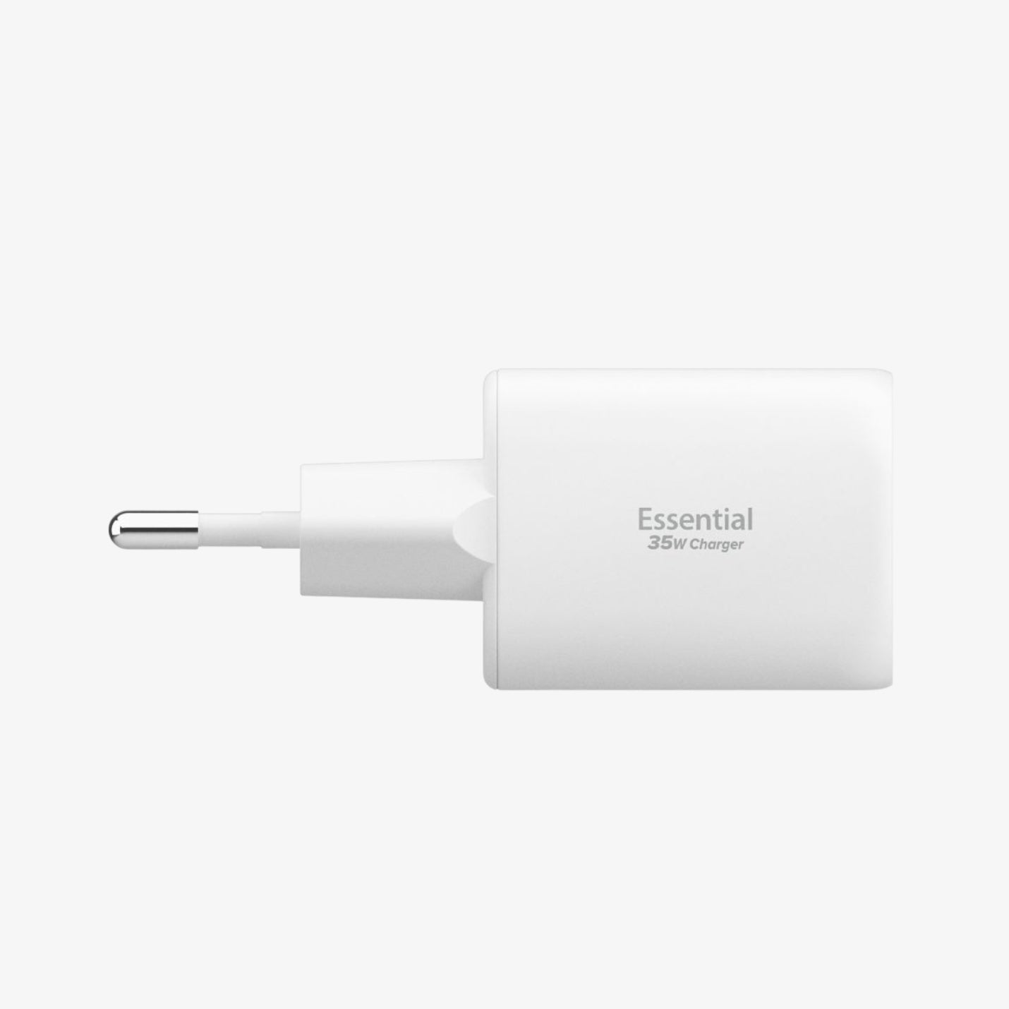 Spigen Essential 2-Port 35W ორიგინალი სწრაფი დამტენი ადაპტერი Type-C და USB-A პორტებით, პრემიუმ ხარისხის დიზაინით.