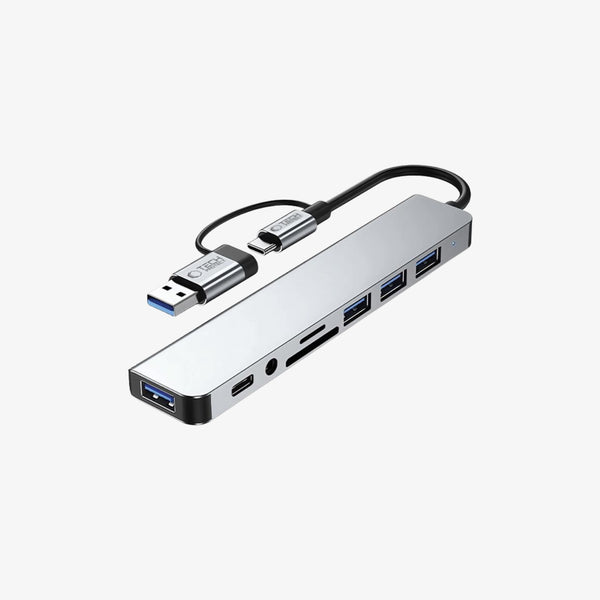 ადაპტერი Tech-Protect HUB 8 in 1 ( Type-C to 4xUSB / AV3.5 / SD/TF / Type-C )