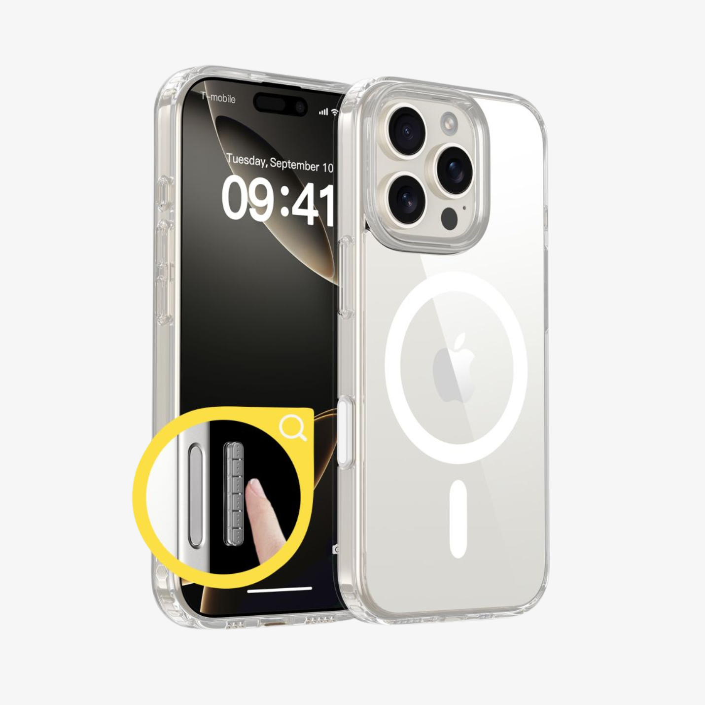 Tech-Protect Flexair Hybrid CC MagSafe გამჭირვალე ქეისი iPhone 16 Pro-ისთვის, უსაფრთხო და ელეგანტური ჩასადები Caption Button სენსორით, Magsafe Clear Case