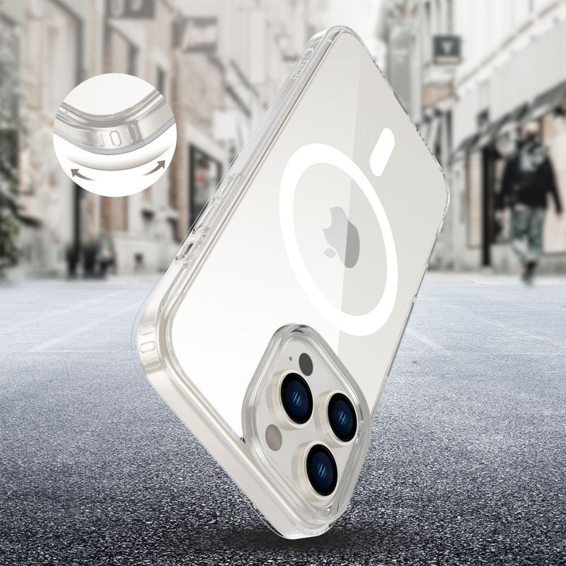Tech-Protect Flexair Hybrid CC MagSafe გამჭირვალე ქეისი iPhone 16 Pro Max-ისთვის, უსაფრთხო და ელეგანტური ჩასადები Caption Button სენსორით, Magsafe Clear Case