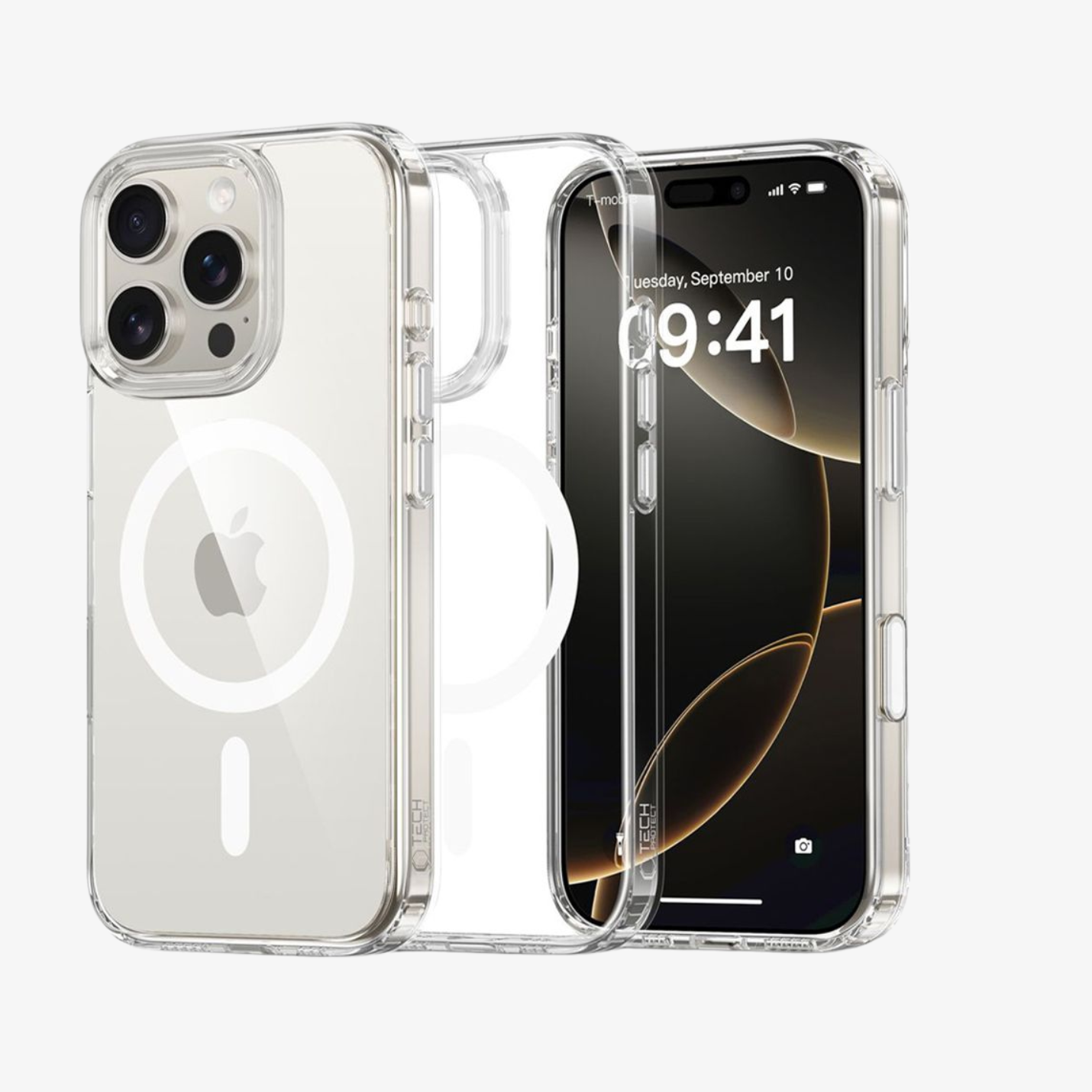 Tech-Protect Flexair Hybrid CC MagSafe გამჭირვალე ქეისი iPhone 16 Pro Max-ისთვის, უსაფრთხო და ელეგანტური ჩასადები Caption Button სენსორით, Magsafe Clear Case