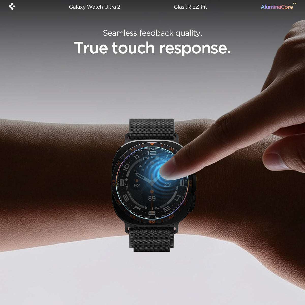 Spigen ეკრანის დამცავი Galaxy Watch Ultra 2 სენსორის ზუსტი მუშაობისთვის