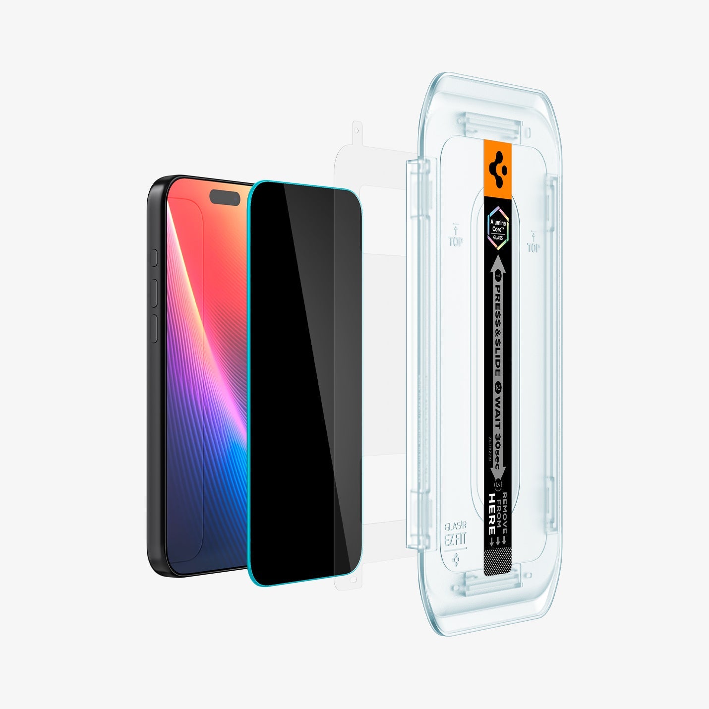 ეკრანის დამცავი Spigen GLAS.tR EZ Fit Privacy iPhone 17 Pro – ბრონირებული დამცავი მინა, გვერდიდან რომ არ ჩანს, ინკოგნიტო ეფექტით და სენსორის მხარდაჭერით.