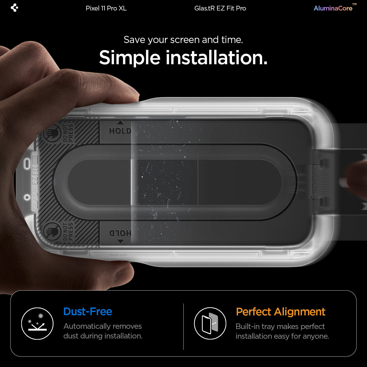 Pixel 11 Pro XL ბრონი Spigen GLAS.tR EZ Fit Pro მარტივი ინსტალაციით