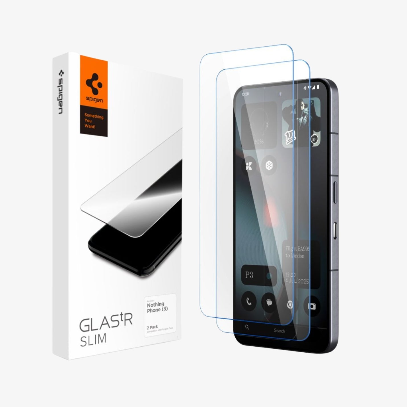 ეკრანის დამცავი Spigen GLAS.tR Slim Nothing Phone 3 – ბრონირებული დამცავი შუშა, შავი კანტების გარეშე, სრულყოფილი თითის ანაბეჭდის სენსორით.