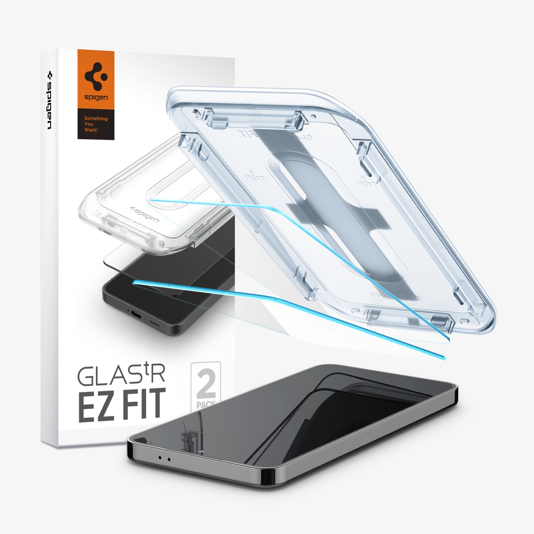 პრემიუმ კლასის Spigen GLAS.tR EZ Fit ეკრანის დამცავი Samsung Galaxy S24-სთვის – ბრონირებული დამცავი შავი კანტების გარეშე, საუკეთესო ხარისხის Spigen-ის აქსესუარებში.