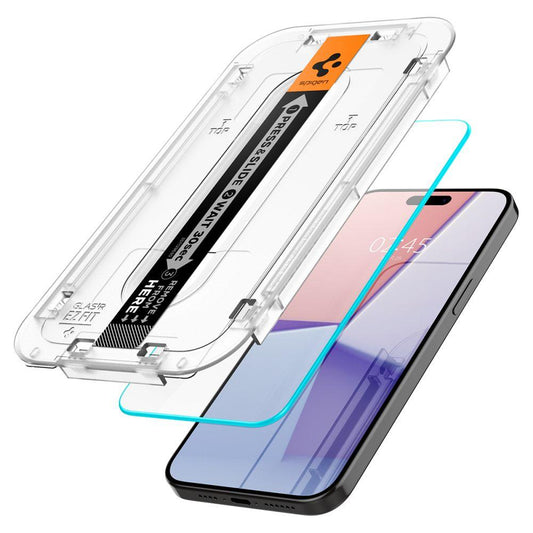 Spigen GLAS.tR EZ Fit 1-Pack iPhone 15 Pro Max ეკრანის ბრონი - პრემიუმ კლასის ბრონირებული დამცავი თქვენი სმარტფონისთვის, Spigen GLAS.tR EZ Fit 1-Pack iPhone 15 Pro Max Screen Protector - premium tempered glass for your smartphone