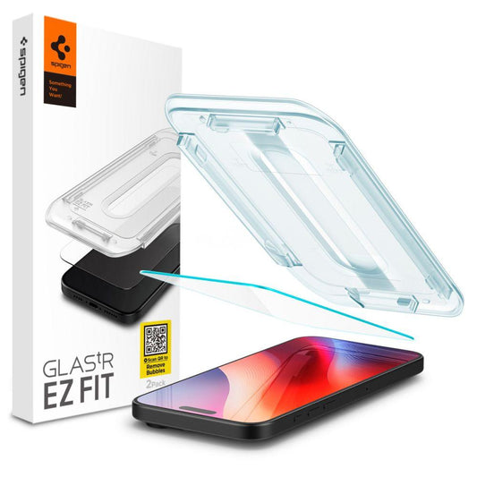 Spigen GLAS.tR EZ Fit ეკრანის დამცავი iPhone 16 Pro-ისთვის - ბრონირებული ეკრანის საუკეთესო დამცავი საქართველოში, in Tbilisi, იდეალური screen protector iPhone 16 Pro-ისთვის