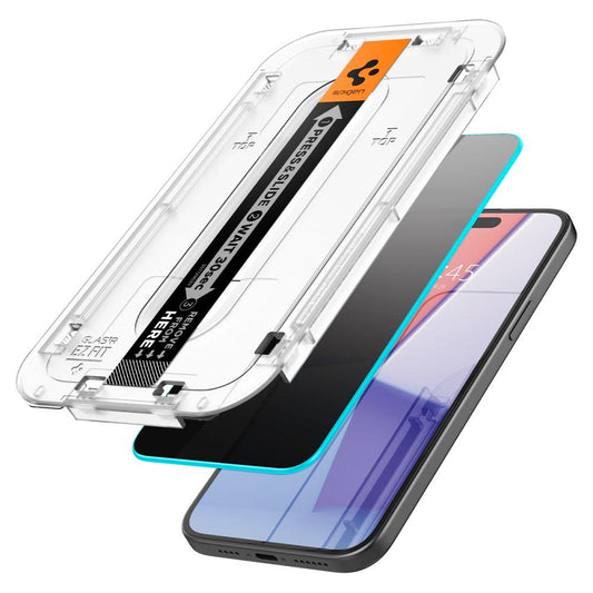 Spigen GLAS.tR EZ Fit 2-Pack iPhone 15 Plus ეკრანის ბრონი - პრემიუმ კლასის ბრონირებული დამცავი თქვენი სმარტფონისთვის, Spigen GLAS.tR EZ Fit 2-Pack iPhone 15 Plus Screen Protector - premium tempered glass for your smartphone