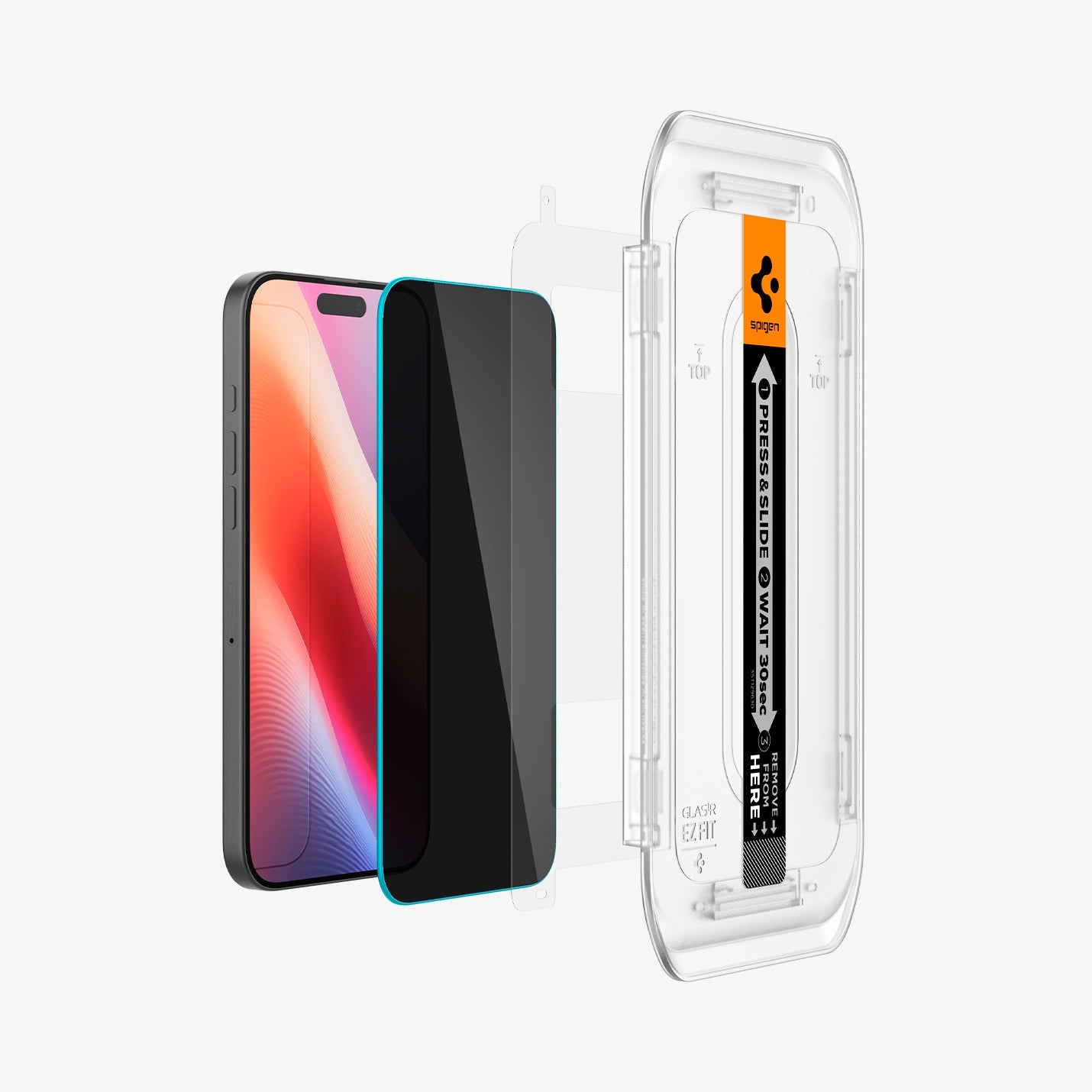 Spigen GLAS.tR EZ Fit Privacy ეკრანის დამცავი iPhone 16 Pro Max-ისთვის - ბრონირებული ეკრანის საუკეთესო დამცავი საქართველოში, in Tbilisi, იდეალური screen protector iPhone 16 Pro Max-ისთვის, ბრონი რომელიც გვერდიდან არ ჩანს