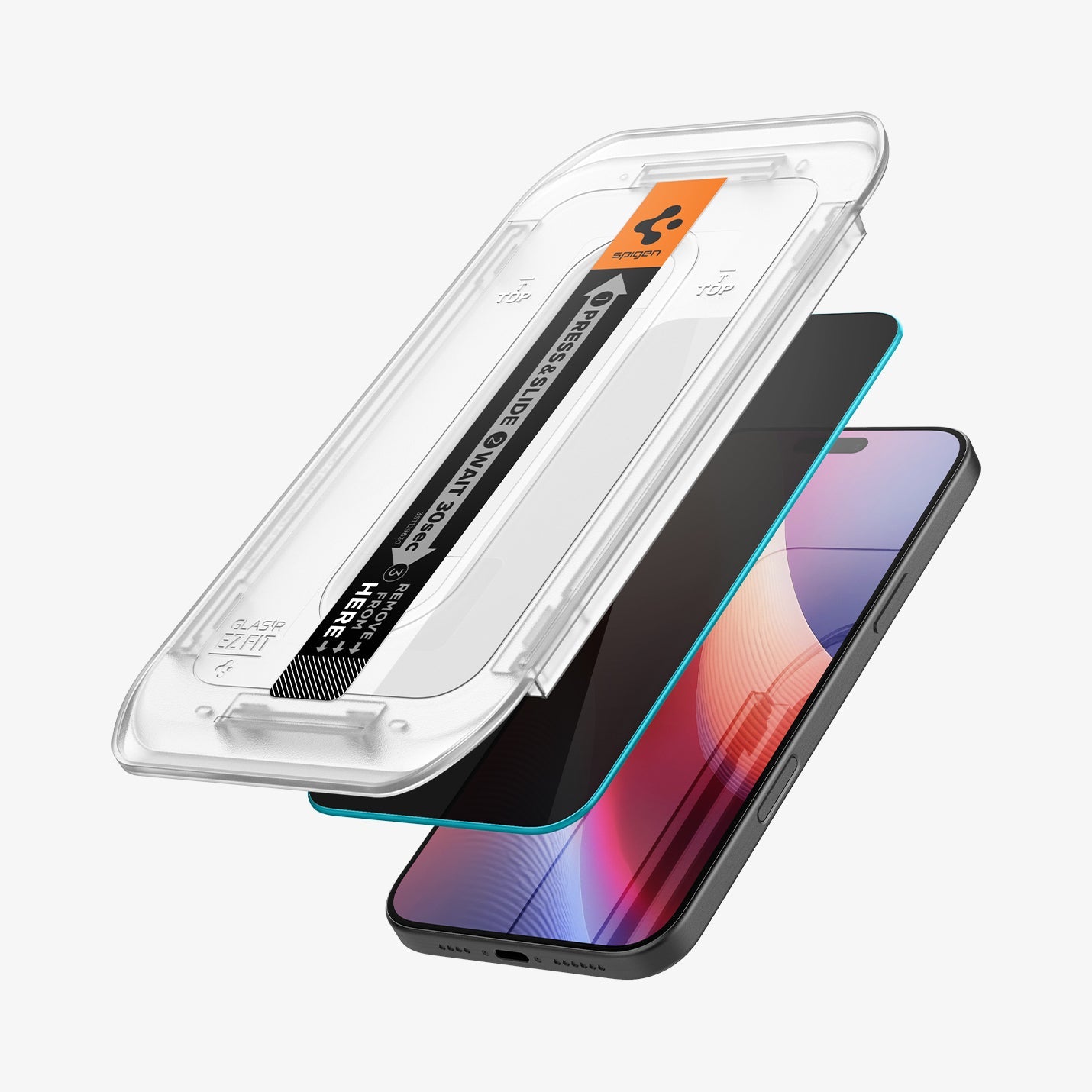 Spigen GLAS.tR EZ Fit Privacy ეკრანის დამცავი iPhone 16 Pro Max-ისთვის - ბრონირებული ეკრანის საუკეთესო დამცავი საქართველოში, in Tbilisi, იდეალური screen protector iPhone 16 Pro Max-ისთვის, ბრონი რომელიც გვერდიდან არ ჩანს