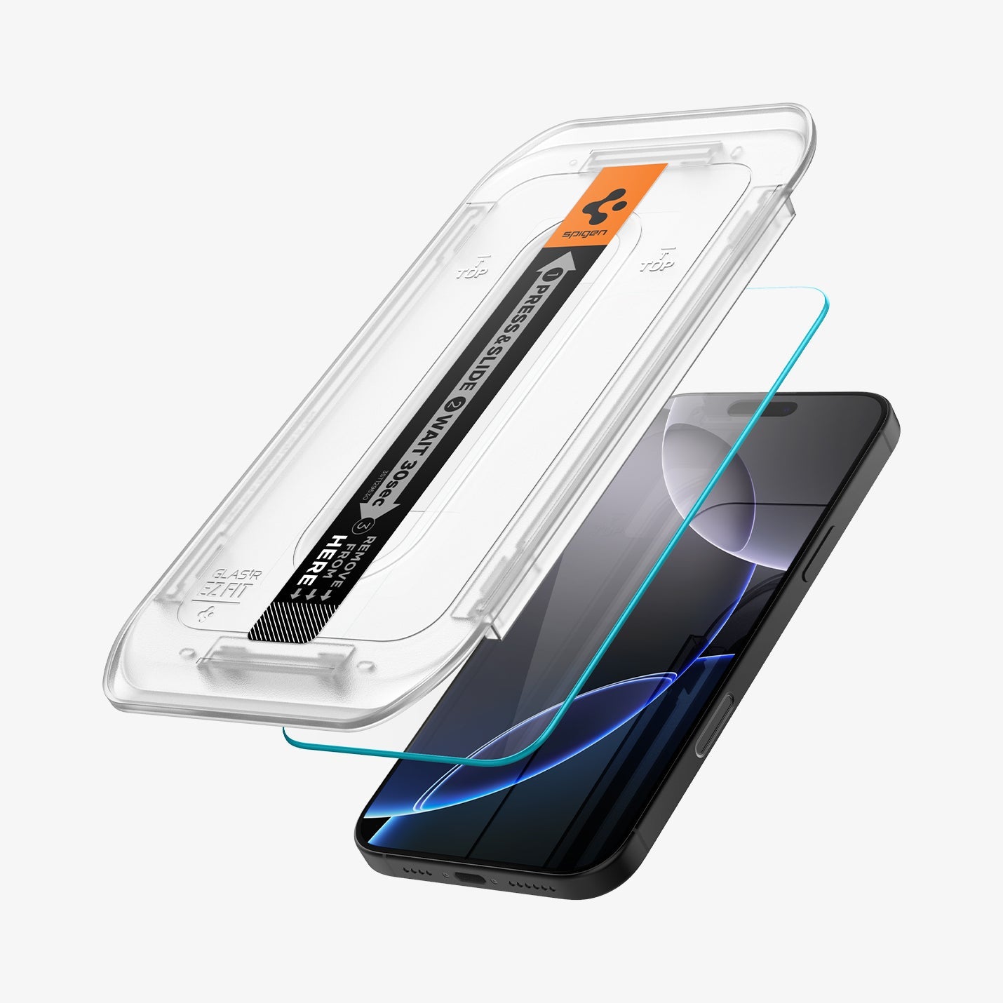 Spigen GLAS.tR EZ Fit ეკრანის დამცავი iPhone 16 Pro-ისთვის - ბრონირებული ეკრანის საუკეთესო დამცავი საქართველოში, in Tbilisi, იდეალური screen protector iPhone 16 Pro-ისთვის
