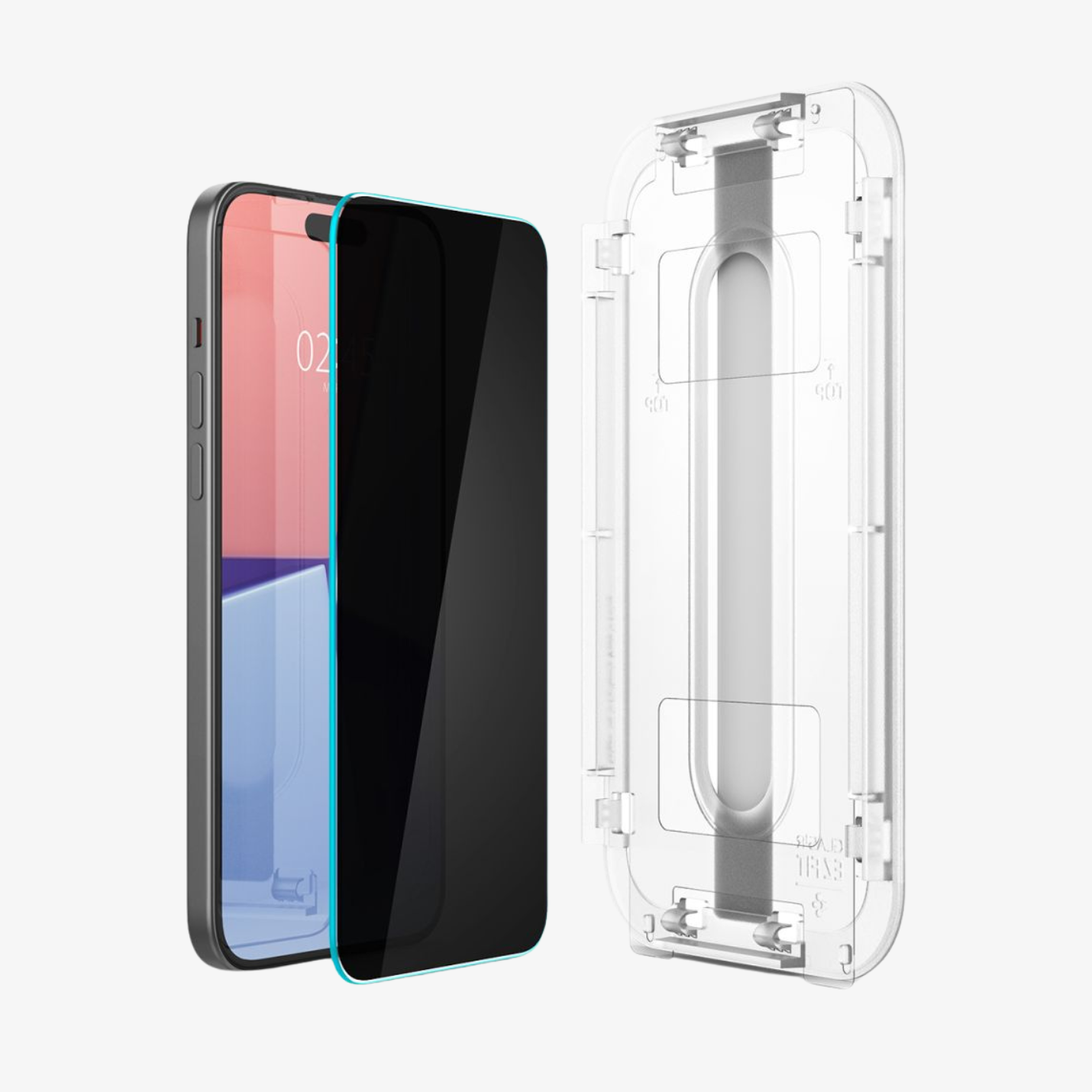 Spigen GLAS.tR EZ Fit iPhone 15 Plus ეკრანის ბრონი - პრემიუმ კლასის ბრონირებული დამცავი თქვენი სმარტფონისთვის, Spigen GLAS.tR EZ Fit iPhone 15 Plus Screen Protector - premium tempered glass for your smartphone