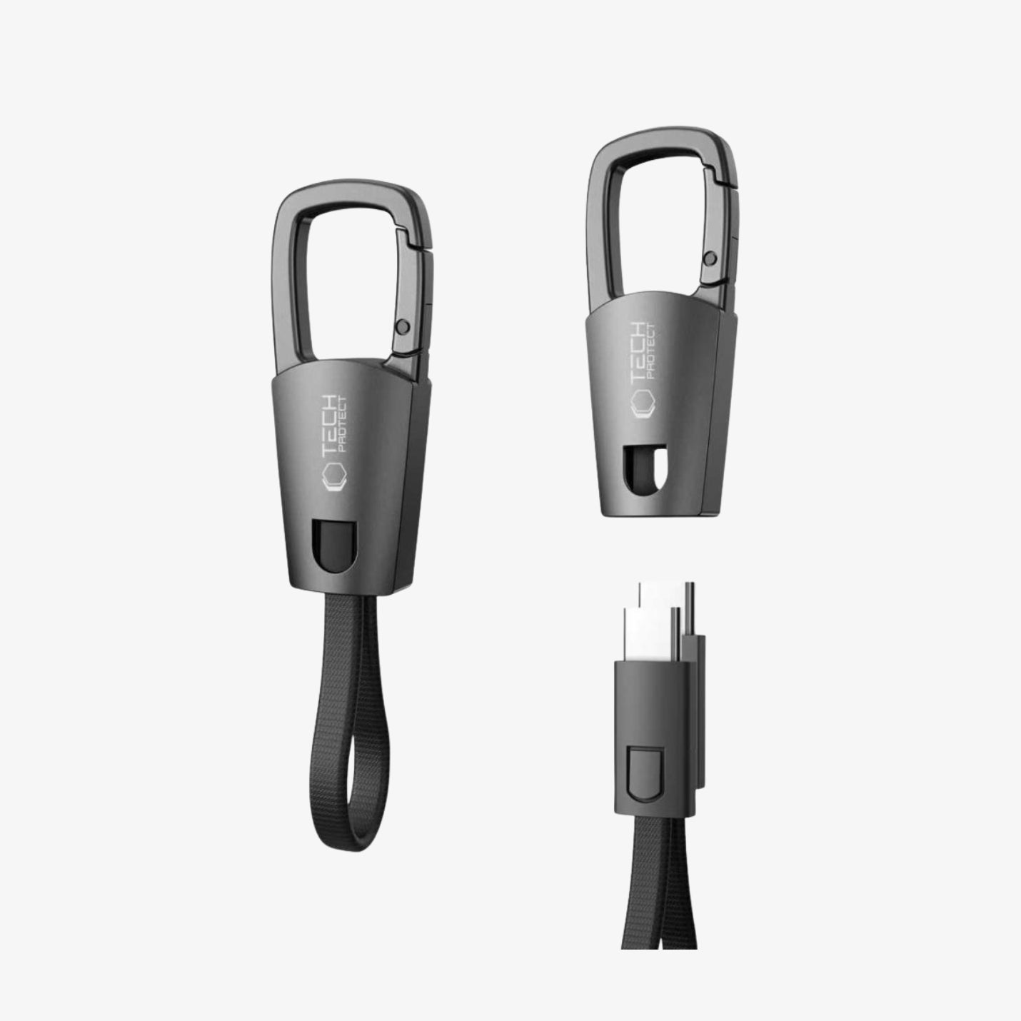 კაბელი Tech-Protect Ultraboost DNA KeyChain Type-C – ინფორმაციის გადამტანი და დამტენი კაბელი, დამჭერით მარტივი გამოყენებისთვის.