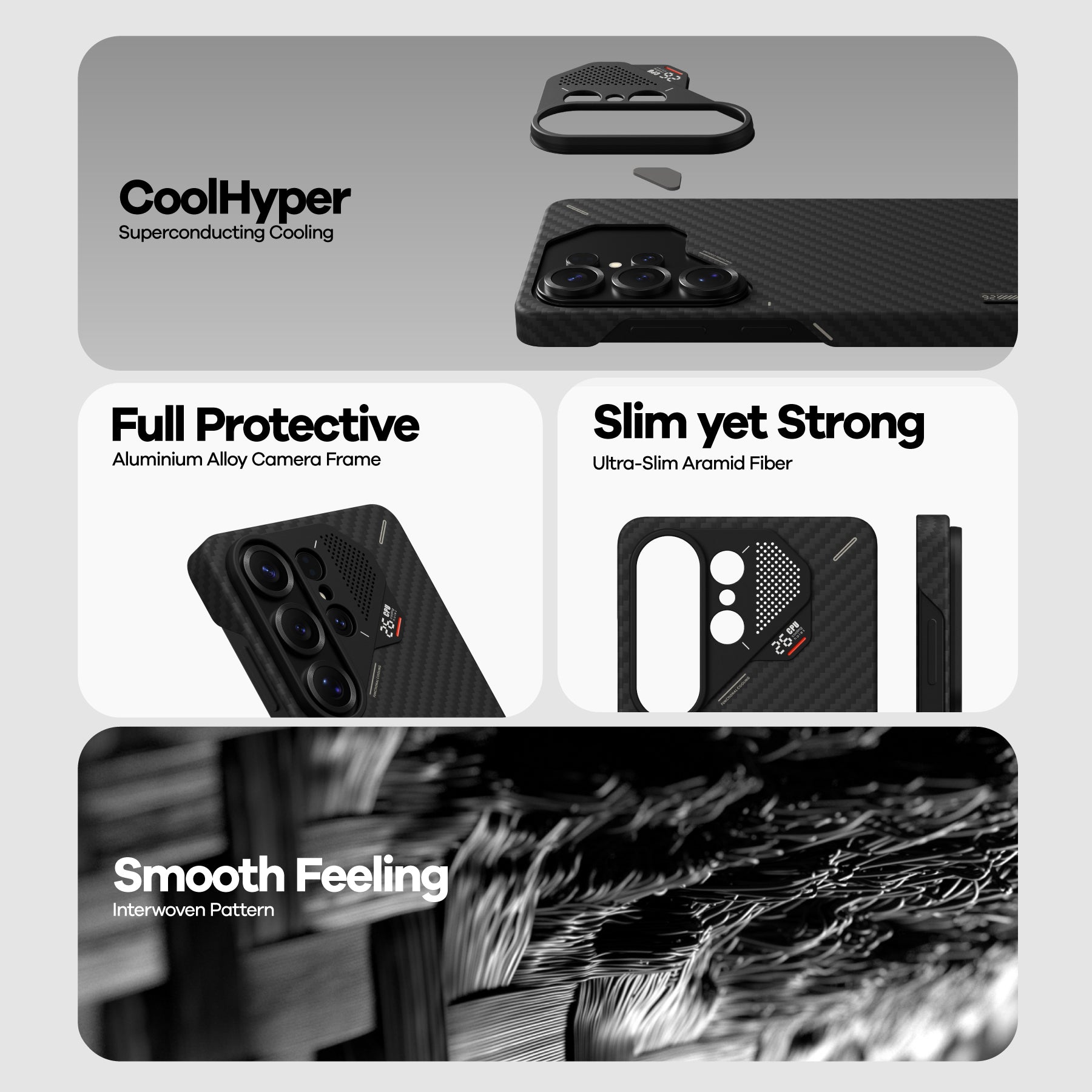 Aulumu Aramid Fiber Ultra Slim MagSafe ქეისი Galaxy S26 Ultra ძალიან თხელი დიზაინით