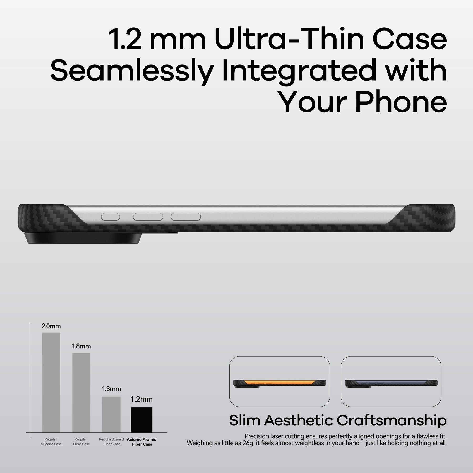 კარბონის სტილის ჩასადები Aulumu iPhone 17 Pro ქეისი MagSafe ფუნქციით