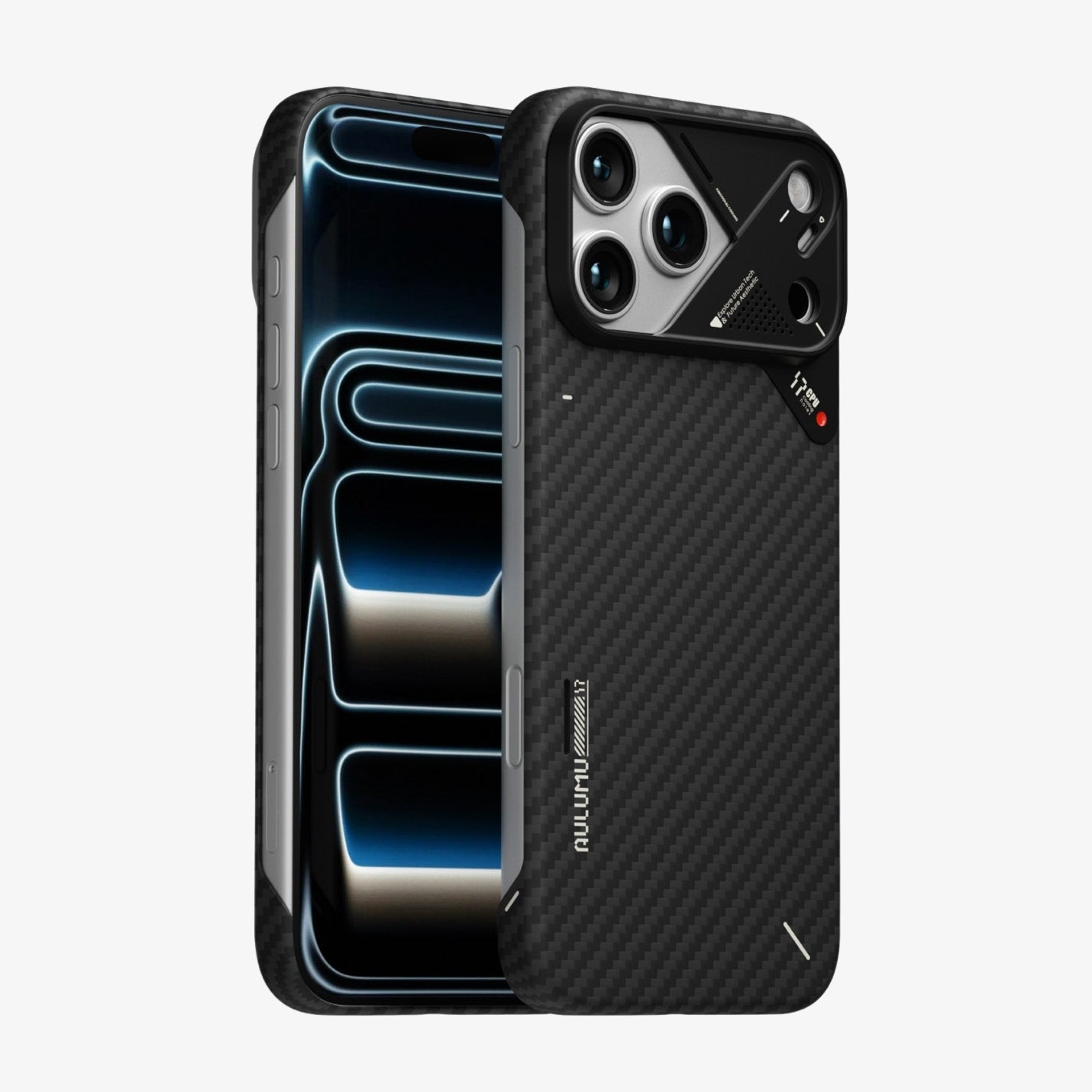 iPhone 17 Pro Max ჩასადები Aulumu Aramid Fiber – თხელი, კარბონი, მაგსეიფი