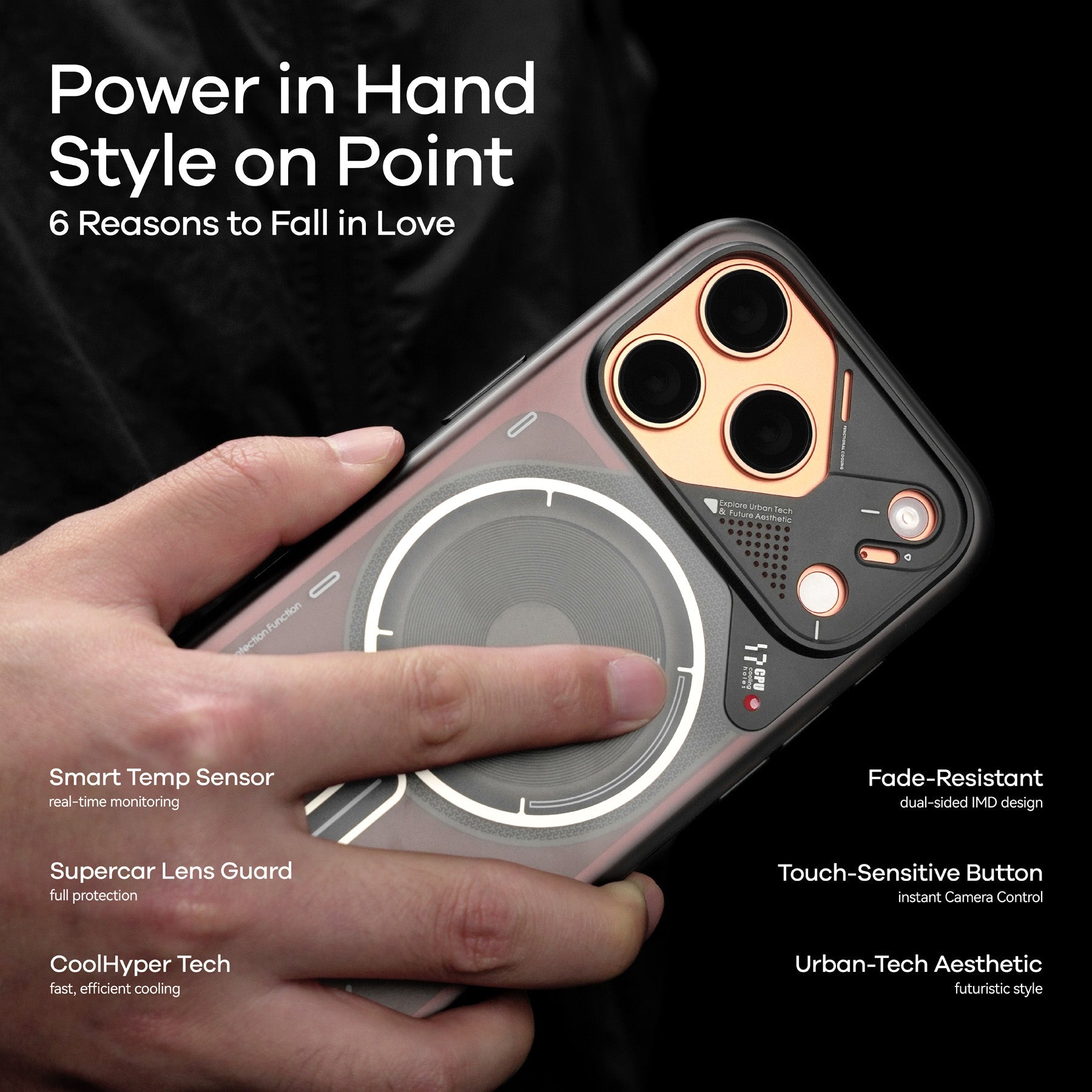 Aulumu Subtle Glow ქეისი iPhone 17 Pro ღამის განათებით