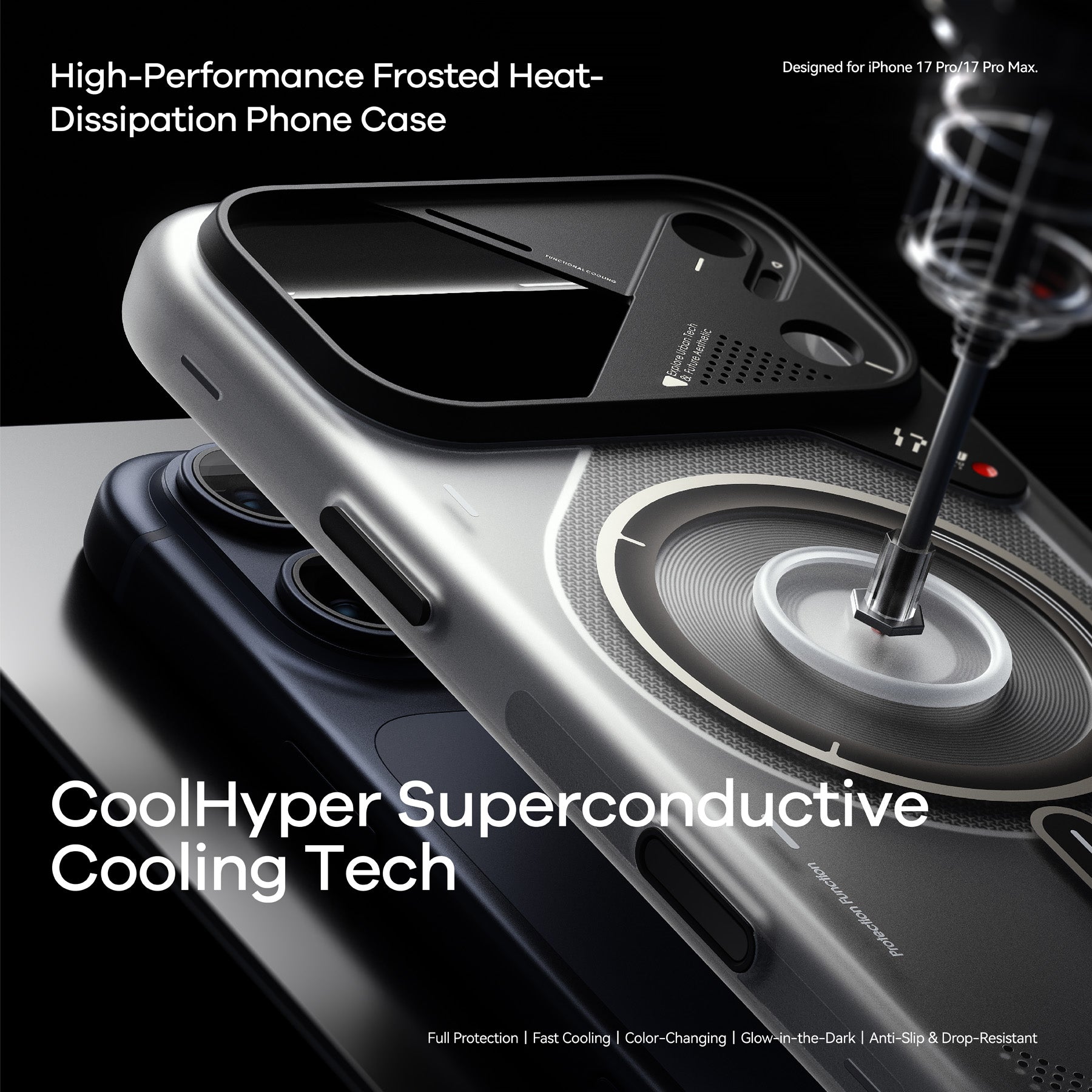 Aulumu Glow-in-the-Dark თხელი ქეისი iPhone 17 Pro Max MagSafe მხარდაჭერით