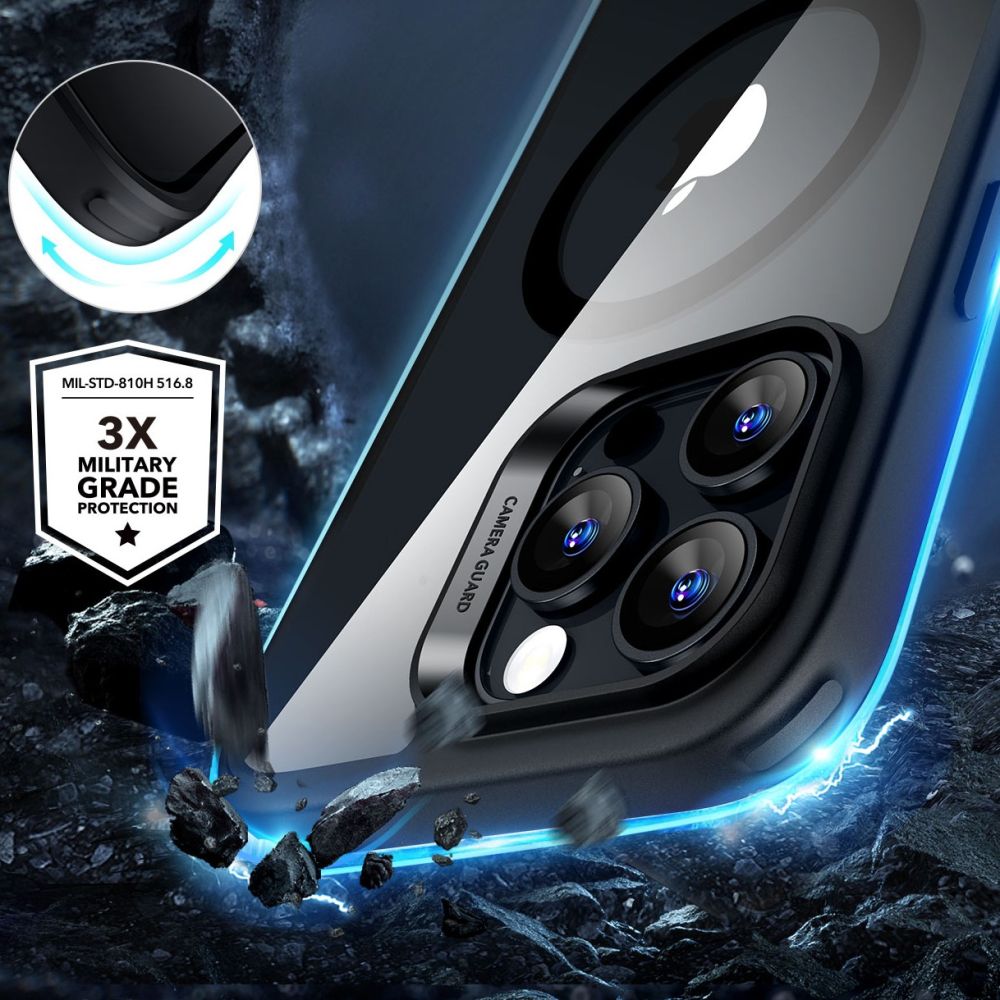 ESR HaloLock MagSafe ქეისი ძლიერი დაცვით და გამჭვირვალე უკანა პანელით