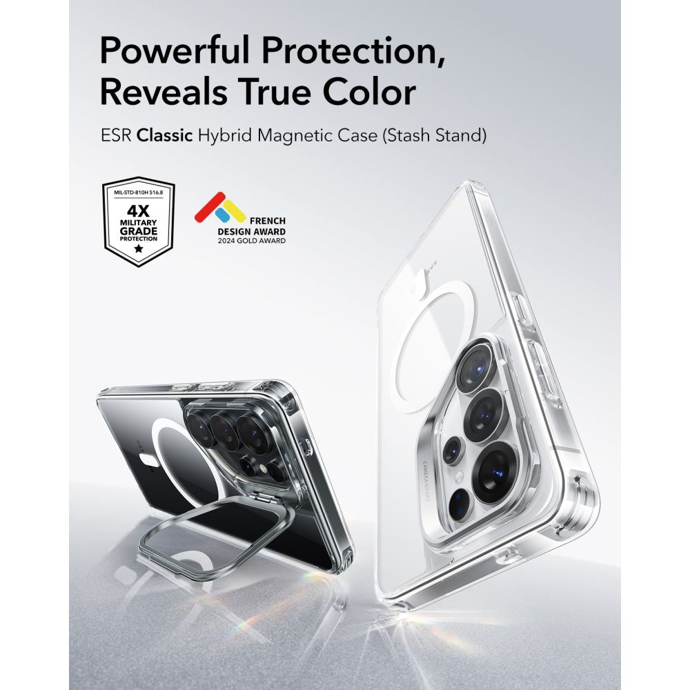 ESR KickStand ქეისი Galaxy S26 Ultra გამჭვირვალე დიზაინით