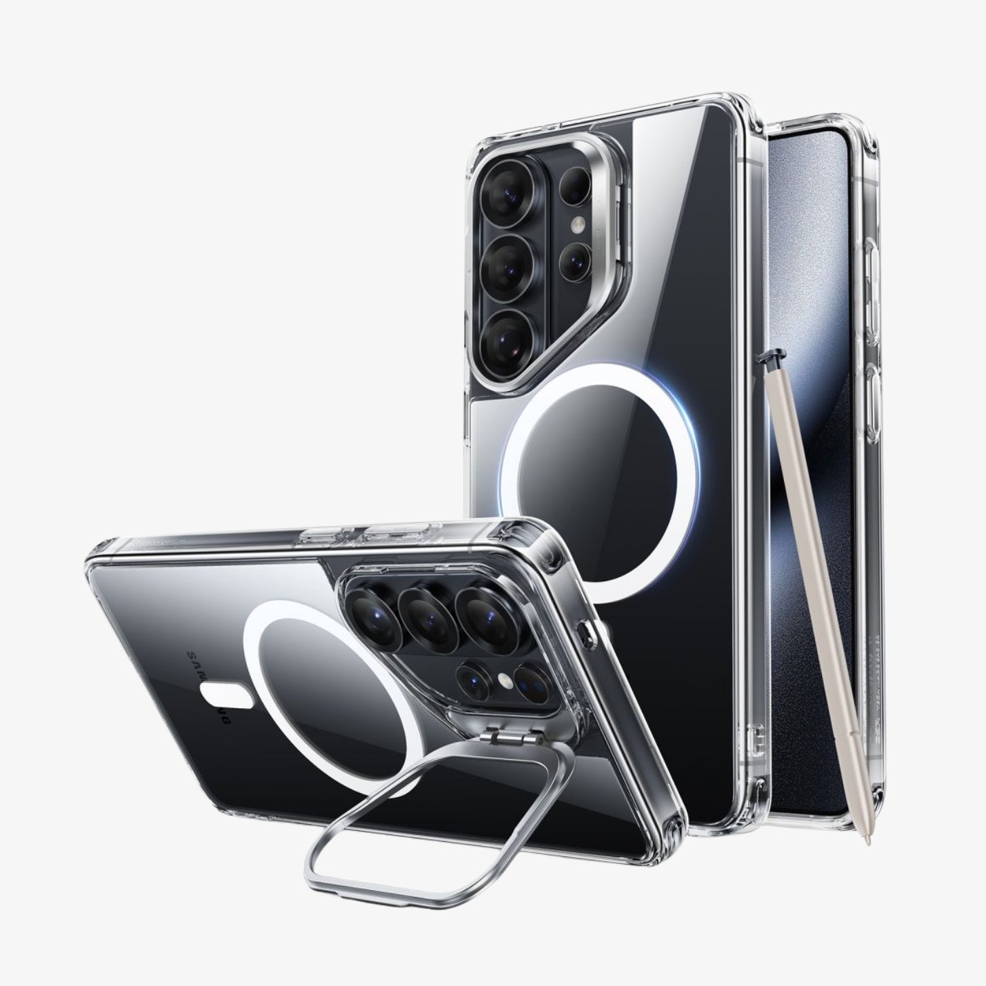 Galaxy S26 Ultra ქეისი ESR ჩაშენებული სადგამით და დაცვით