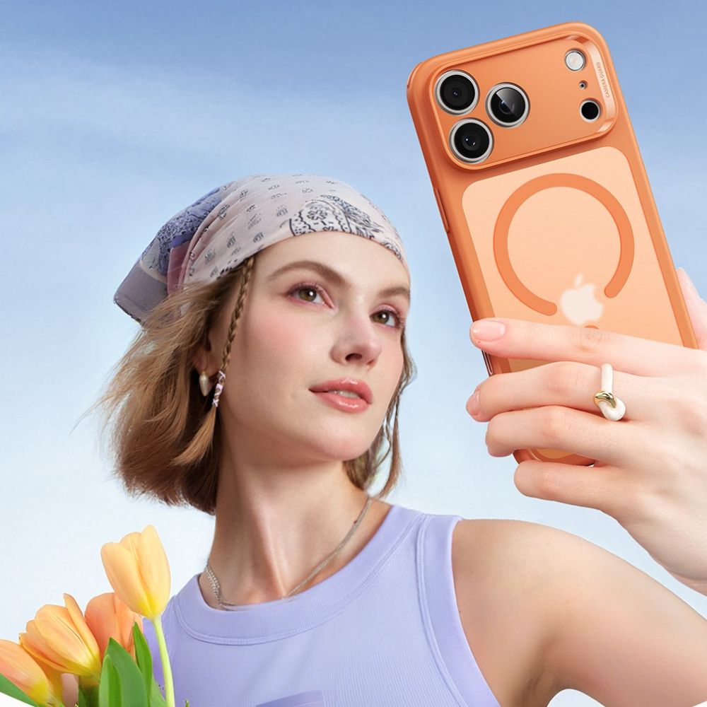 ESR Classic Hybrid MagSafe iPhone 17 Pro Case — პრემიუმ კლასის სტაფილოსფერი (orange) ჩასადები ქეისი კამერის ღილაკის დაცვით და მაგსეიფი/MagSafe მხარდაჭერით.