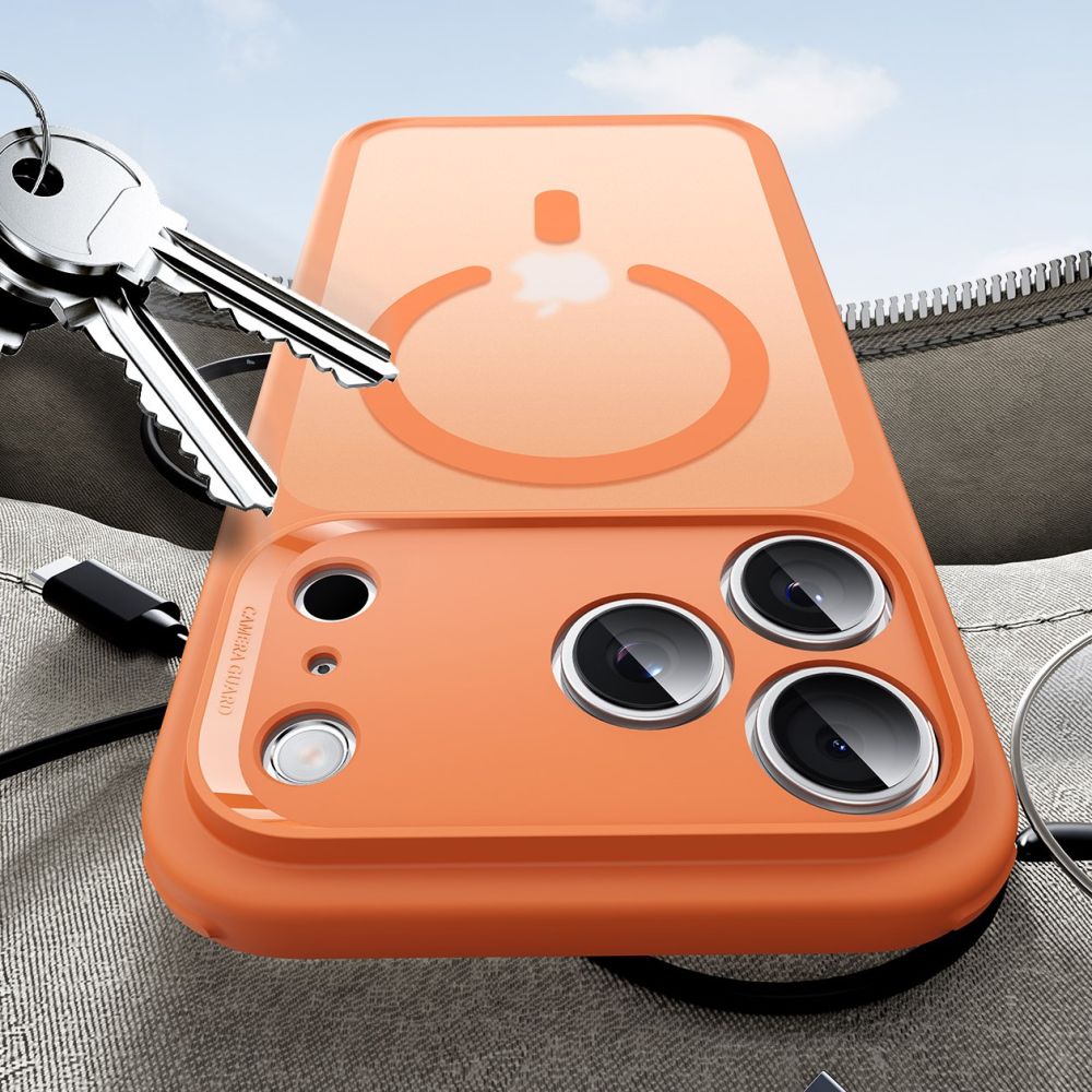 ESR Classic Hybrid MagSafe iPhone 17 Pro Case — პრემიუმ კლასის სტაფილოსფერი (orange) ჩასადები ქეისი კამერის ღილაკის დაცვით და მაგსეიფი/MagSafe მხარდაჭერით.