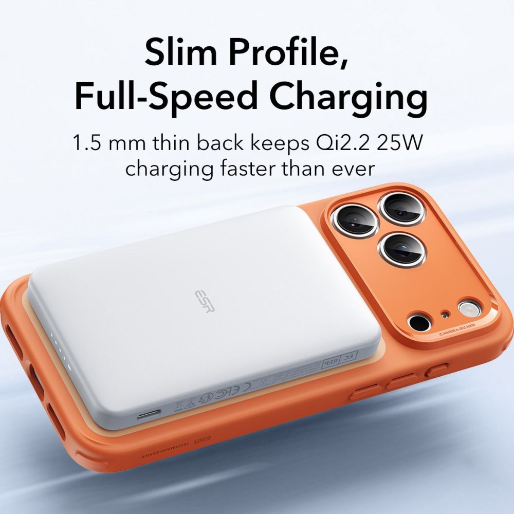 ESR Classic Hybrid MagSafe iPhone 17 Pro Case — პრემიუმ კლასის სტაფილოსფერი (orange) ჩასადები ქეისი კამერის ღილაკის დაცვით და მაგსეიფი/MagSafe მხარდაჭერით.