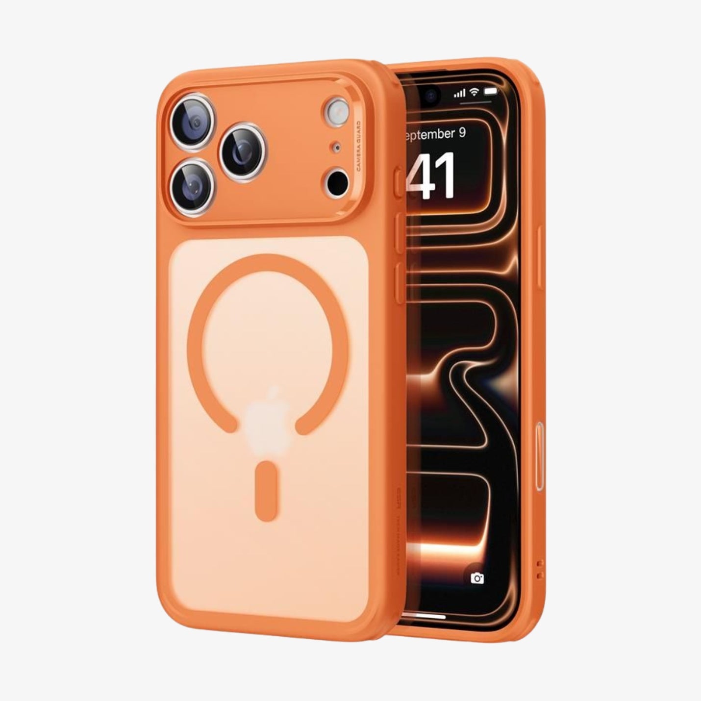 ESR Classic Hybrid MagSafe iPhone 17 Pro Max Case — პრემიუმ კლასის სტაფილოსფერი (orange) ჩასადები ქეისი კამერის ღილაკის დაცვით და მაგსეიფი/MagSafe მხარდაჭერით.