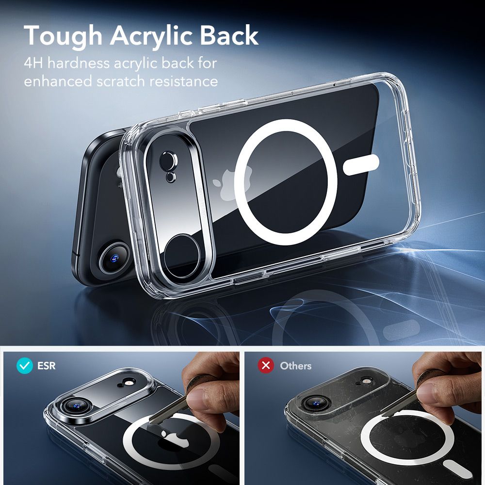 ქეისი ESR Classic Hybrid MagSafe & Tempered Glass iPhone 17 Air – გამჭირვალე მაღალი ხარისხის ჩასადები, ბრონირებული დაცვით, კამერის ღილაკის დაცვით და საჩუქრად ეკრანის დამცავით.