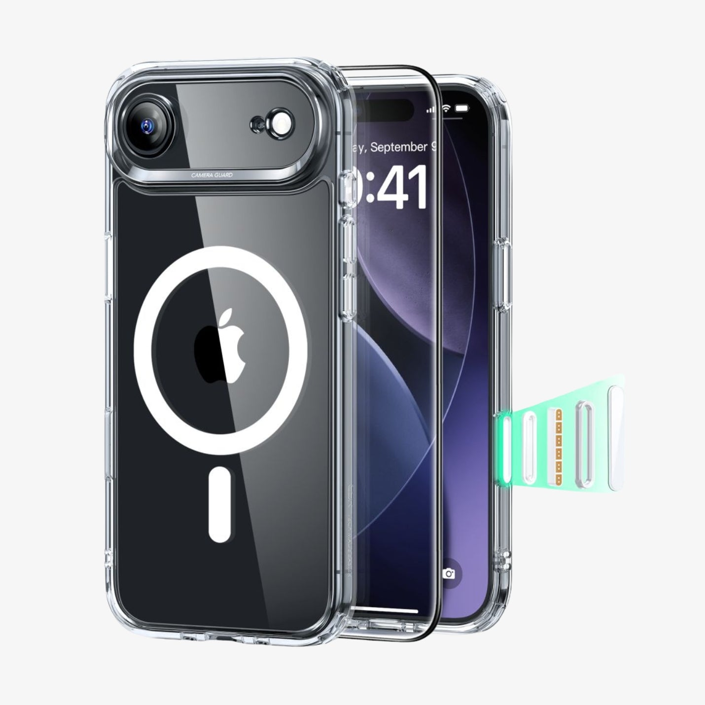 ქეისი ESR Classic Hybrid MagSafe & Tempered Glass iPhone 17 Air – გამჭირვალე მაღალი ხარისხის ჩასადები, ბრონირებული დაცვით, კამერის ღილაკის დაცვით და საჩუქრად ეკრანის დამცავით.