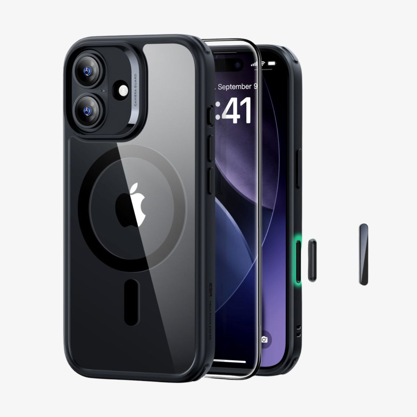 ქეისი ESR Classic Hybrid MagSafe & Tempered Glass iPhone 17 – გამჭირვალე მაღალი ხარისხის ჩასადები, ბრონირებული დაცვით, კამერის ღილაკის დაცვით და საჩუქრად ეკრანის დამცავით.