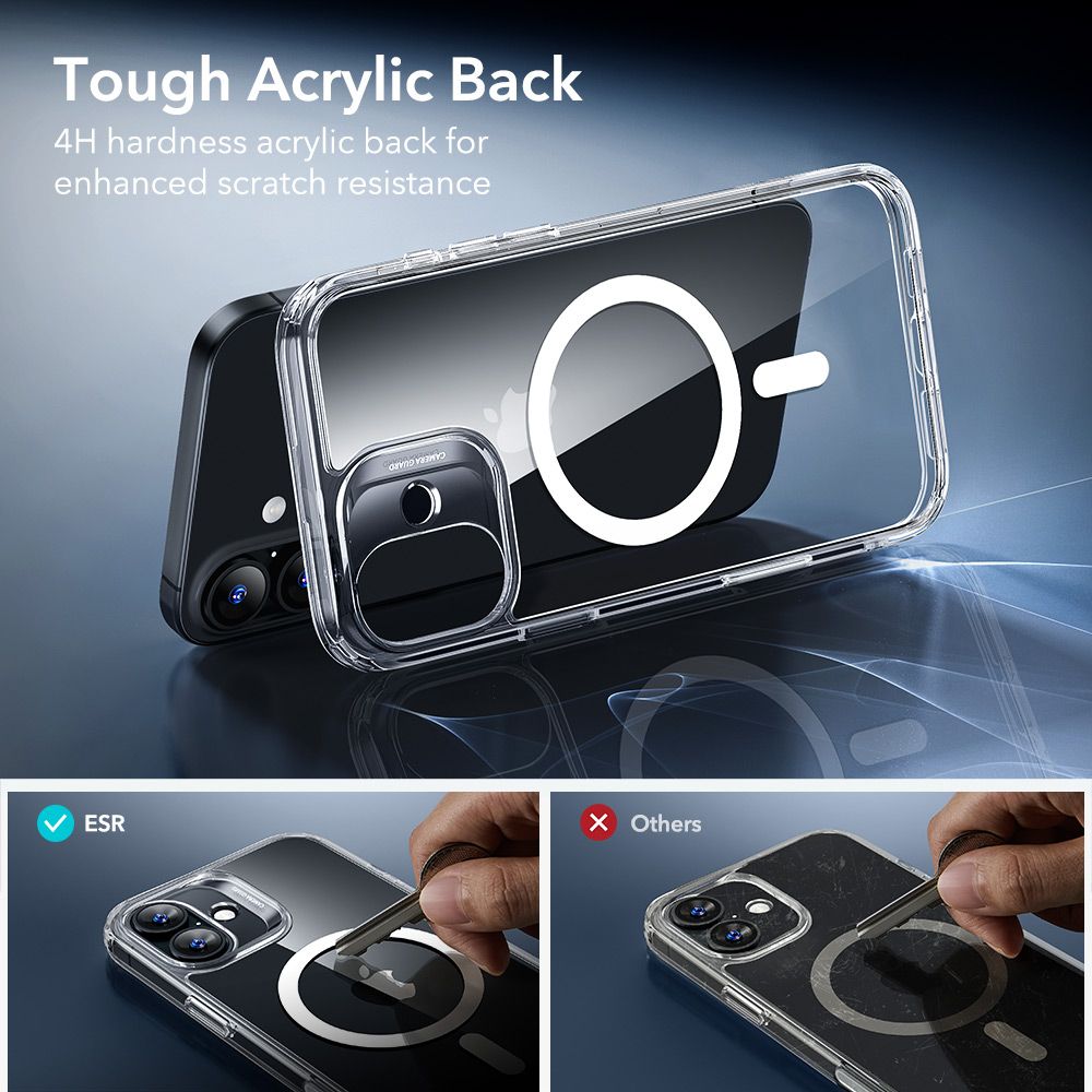 ქეისი ESR Classic Hybrid MagSafe & Tempered Glass iPhone 17 – გამჭირვალე მაღალი ხარისხის ჩასადები, ბრონირებული დაცვით, კამერის ღილაკის დაცვით და საჩუქრად ეკრანის დამცავით.