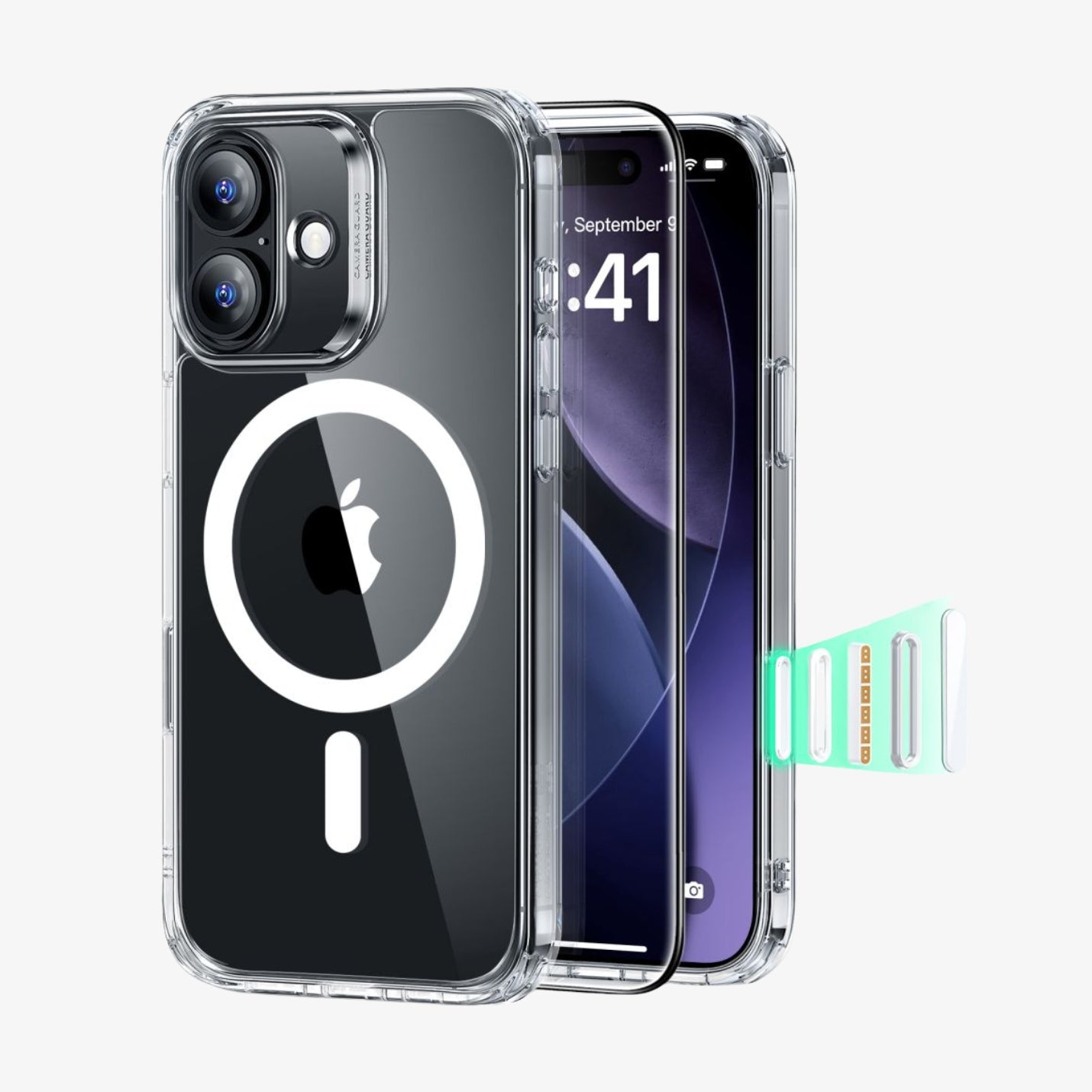 ქეისი ESR Classic Hybrid MagSafe & Tempered Glass iPhone 17 – გამჭირვალე მაღალი ხარისხის ჩასადები, ბრონირებული დაცვით, კამერის ღილაკის დაცვით და საჩუქრად ეკრანის დამცავით.