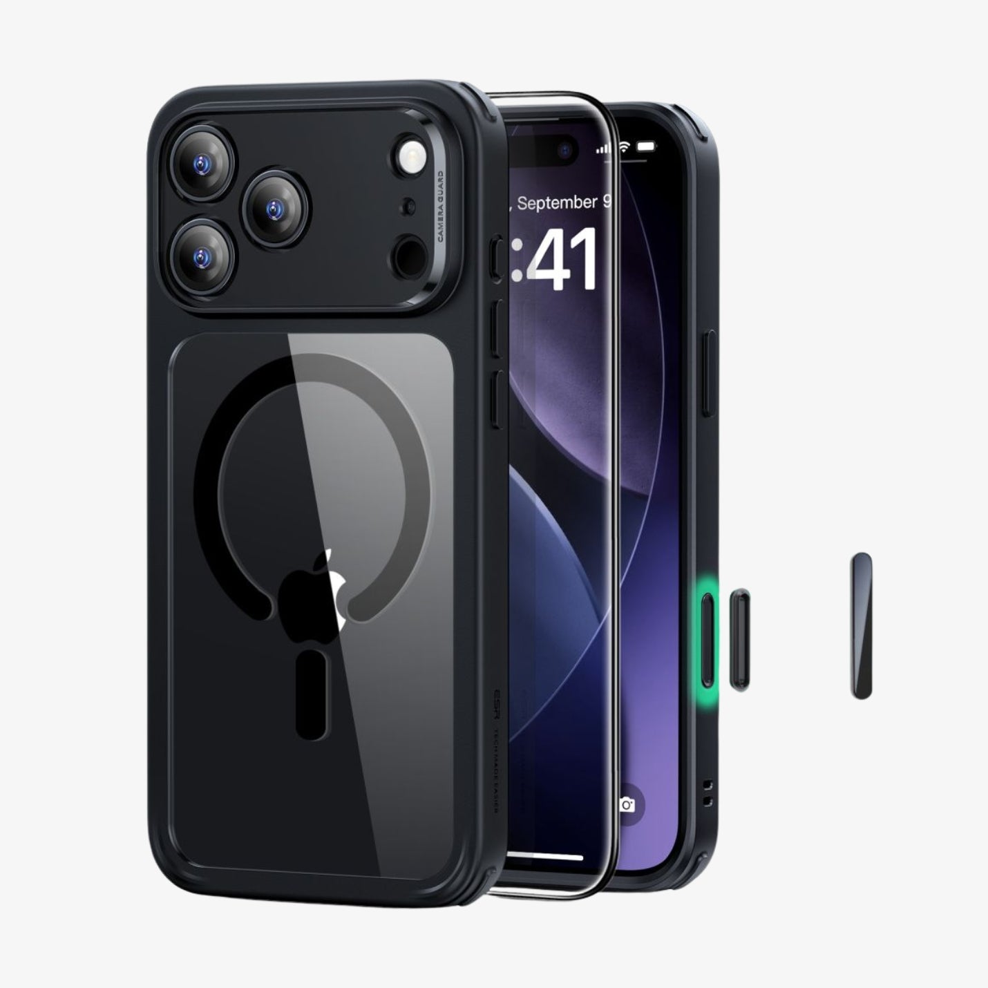 ქეისი ESR Classic Hybrid MagSafe & Tempered Glass iPhone 17 Pro – გამჭირვალე მაღალი ხარისხის ჩასადები, ბრონირებული დაცვით, კამერის ღილაკის დაცვით და საჩუქრად ეკრანის დამცავით.