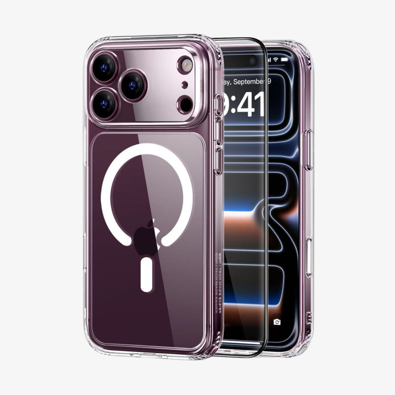 ESR Classic Hybrid გამჭვირვალე ჩასადები iPhone 18 Pro Max Tempered Glass-ით
