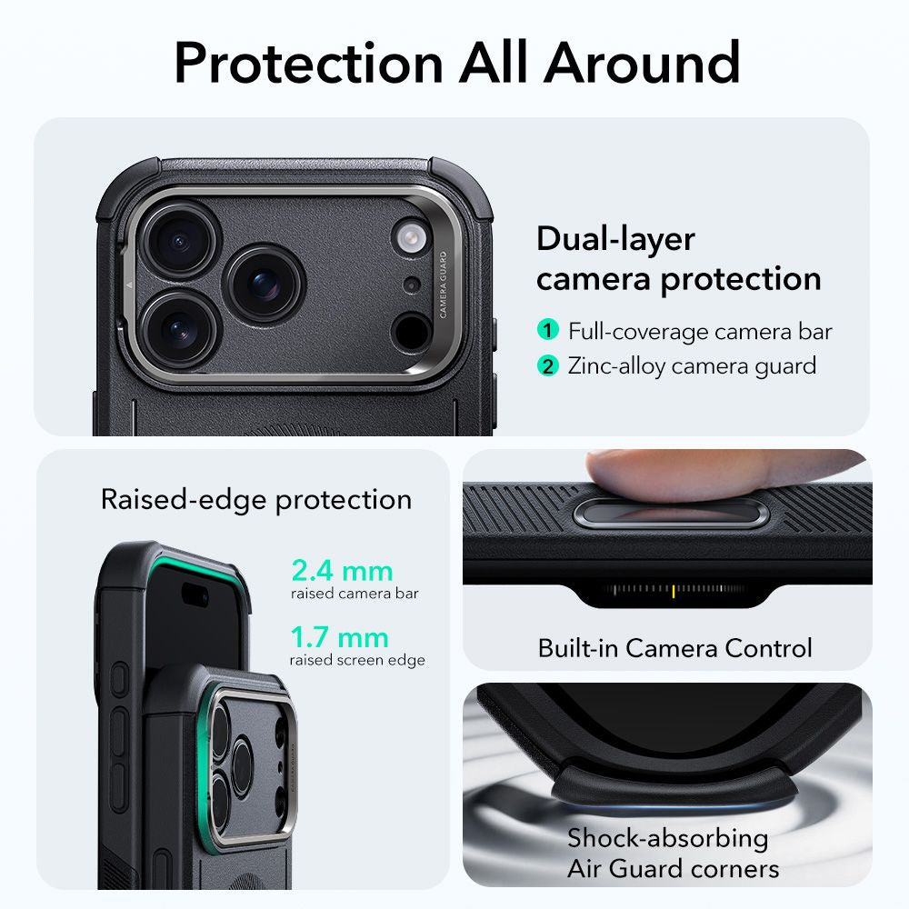 ქეისი ESR Cyber KickStand MagSafe iPhone 17 Pro Max – პრემიუმ კლასი ჩასადები, კომფორტული გამოყენება და დაცვა მაგსეიფი სისტემით.