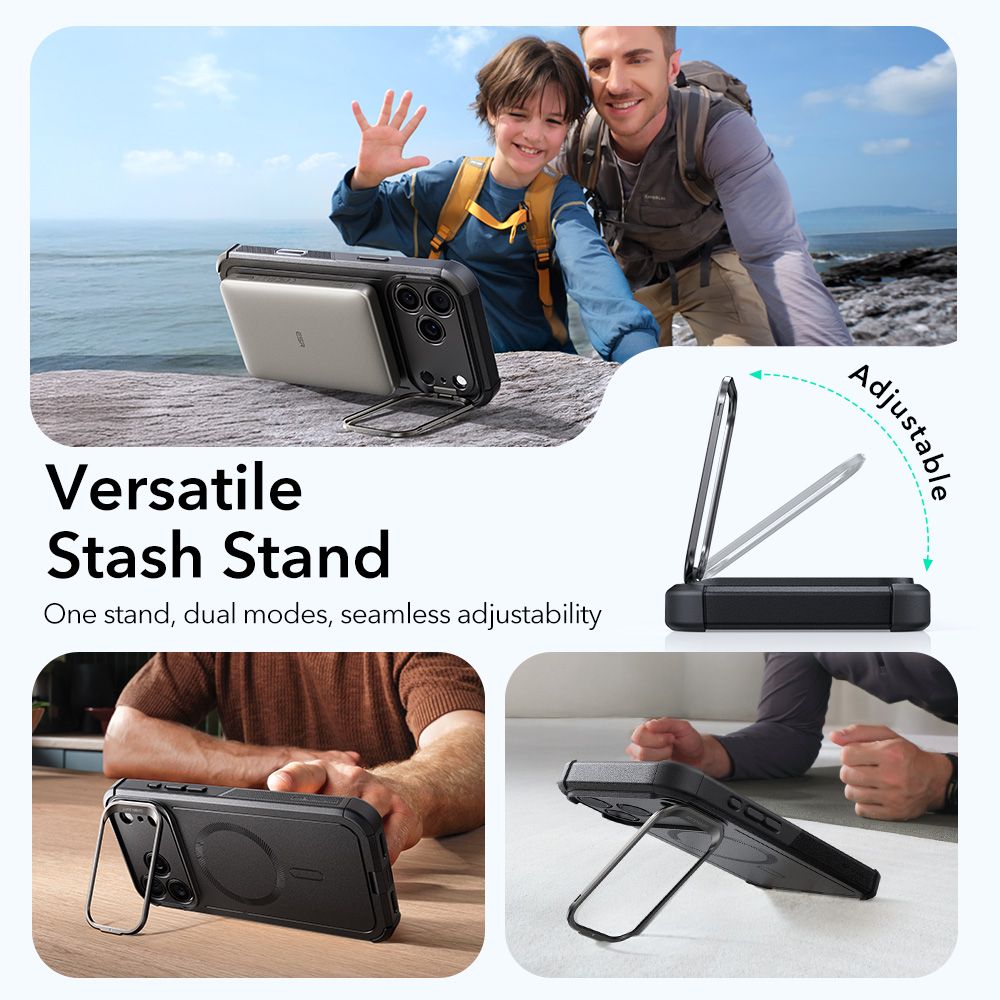 ქეისი ESR Cyber KickStand MagSafe iPhone 17 Pro Max – პრემიუმ კლასი ჩასადები, კომფორტული გამოყენება და დაცვა მაგსეიფი სისტემით.